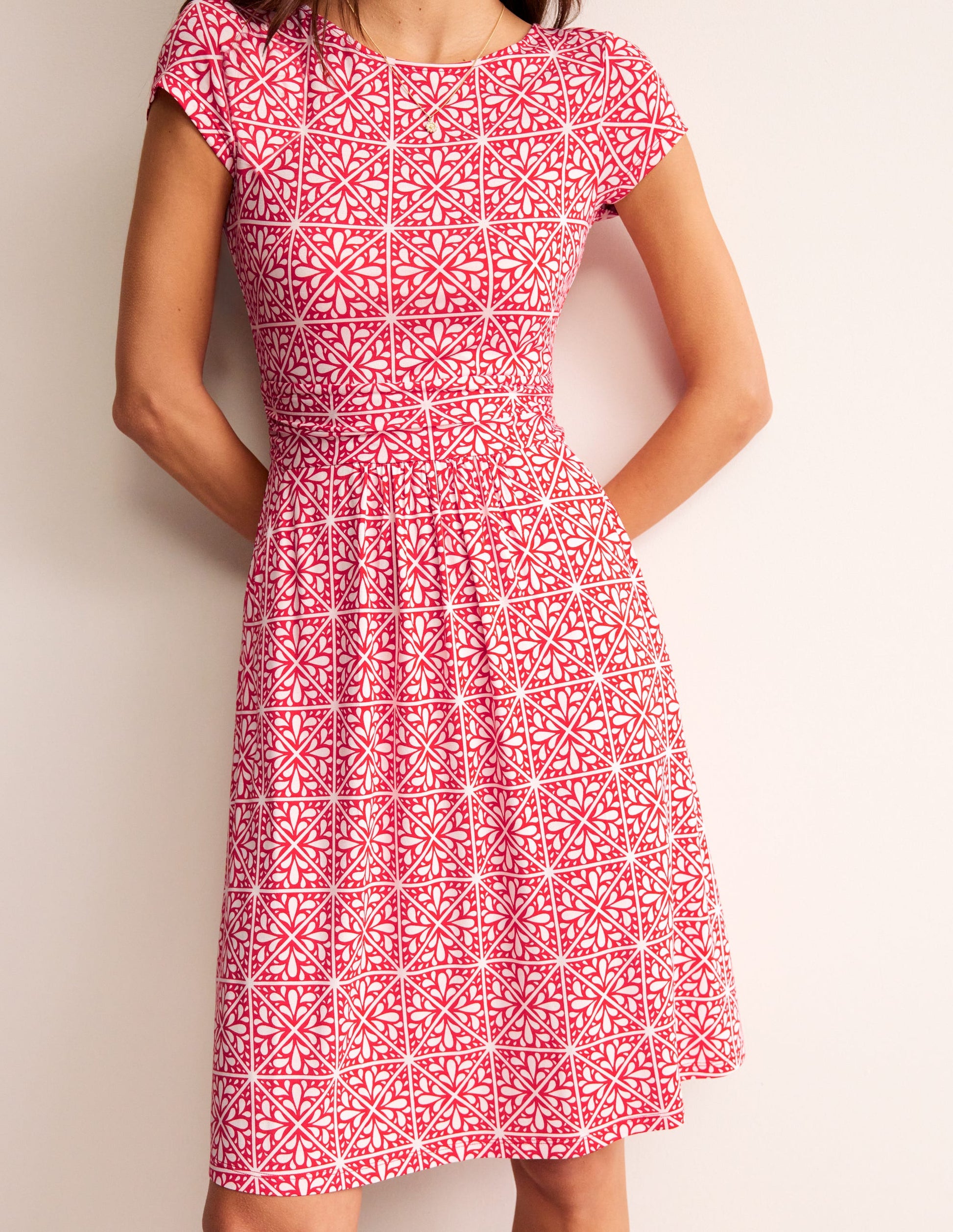 Amelie Jerseykleid-Flame Scarlet, Florales Mosaik-4