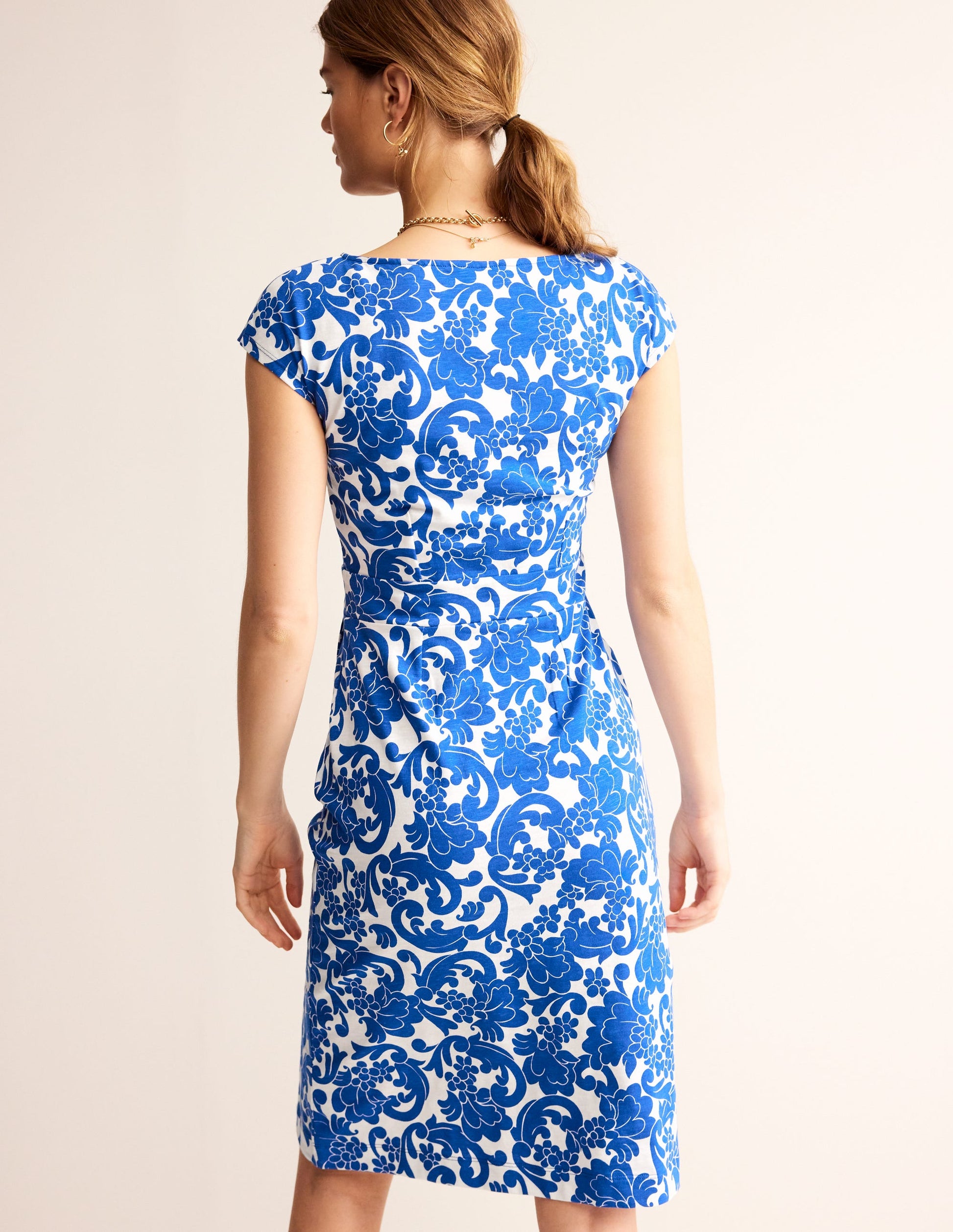 Robe Florrie en jersey-Bleu connecté, motif Opulent Whirl-3