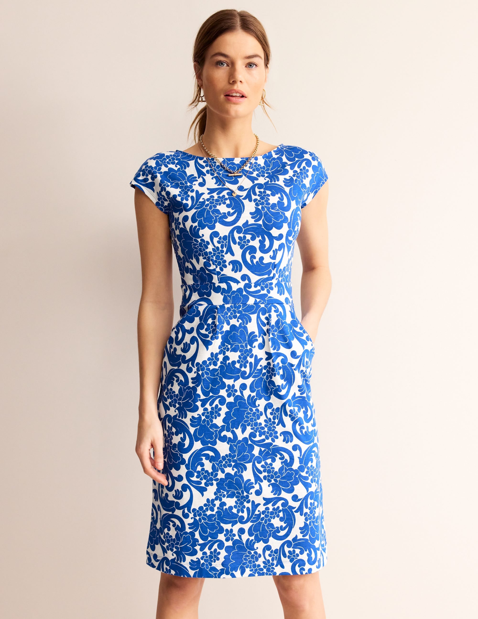 Robe Florrie en jersey-Bleu connecté, motif Opulent Whirl - Image 4