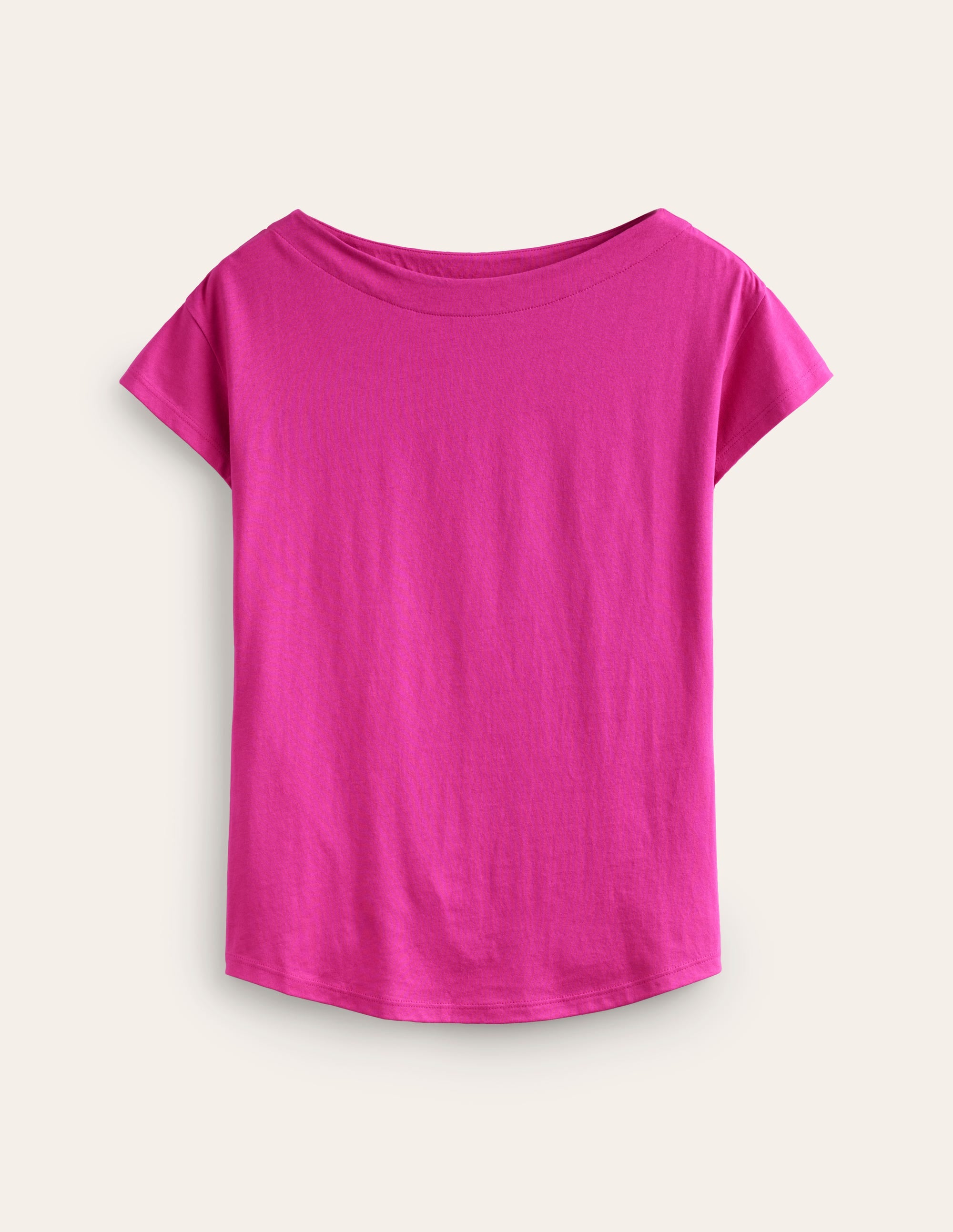 Superweiches T-Shirt mit U-Boot-Ausschnitt-Magenta - Image 5