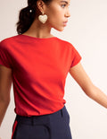 Superweiches T-Shirt mit U-Boot-Ausschnitt-Anemone Honeycomb Spot