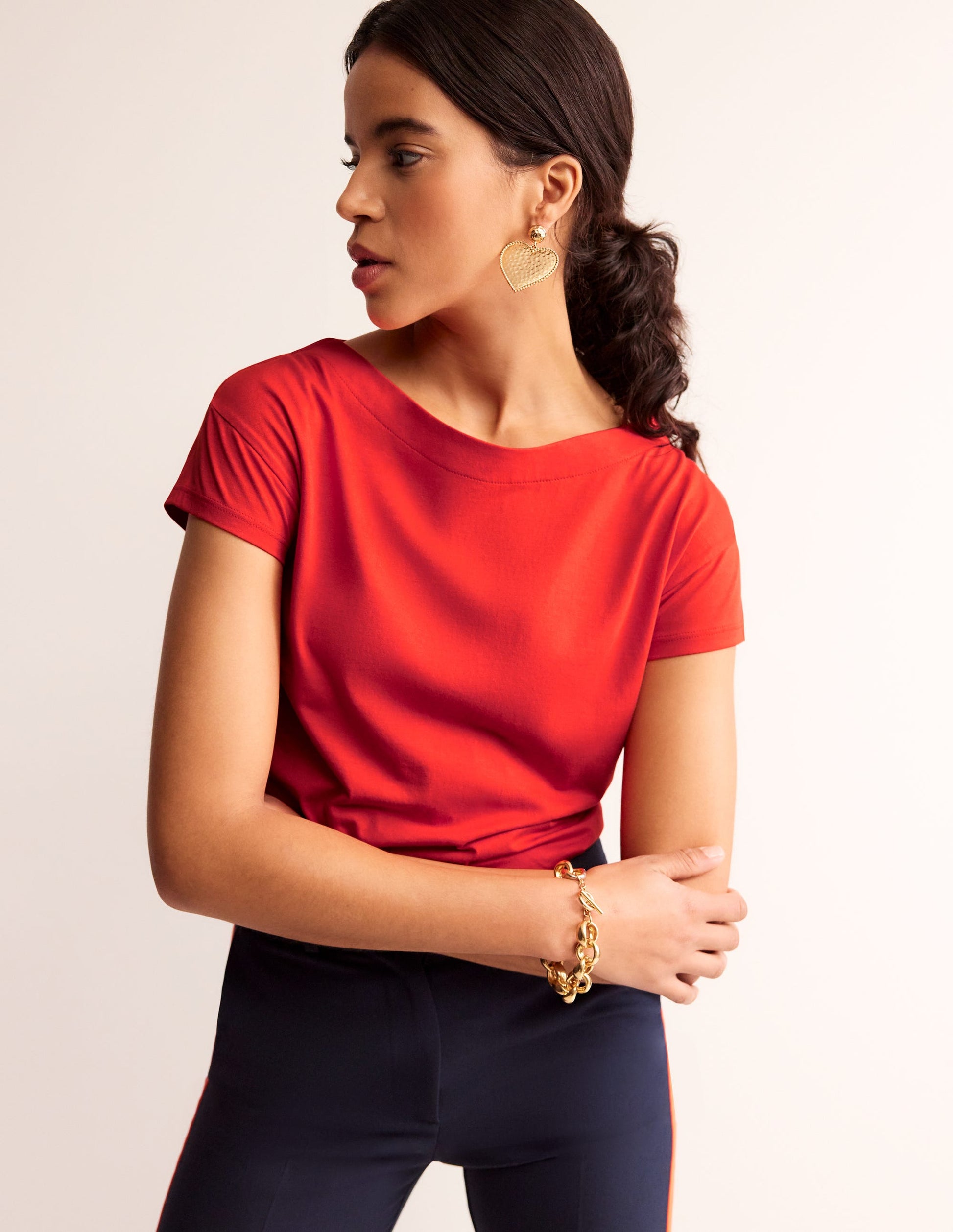Superweiches T-Shirt mit U-Boot-Ausschnitt-Anemone Honeycomb Spot-2