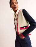 Veste Holly en maille-Ivoire chaud/bleu marine/rouge