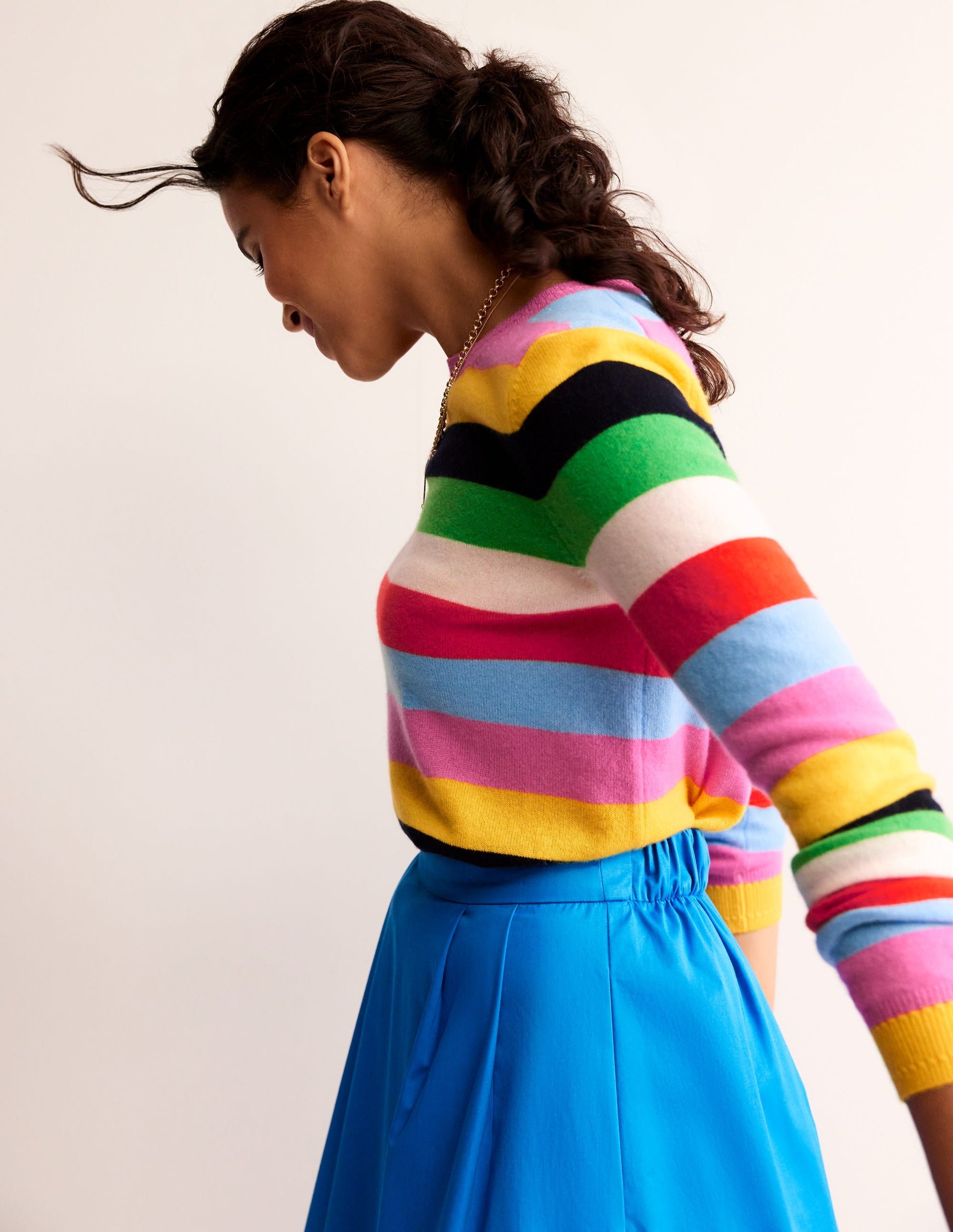Eva Kaschmirpullover mit Rundhalsausschnitt-Hellblau/Sangria Sunset Pink-1