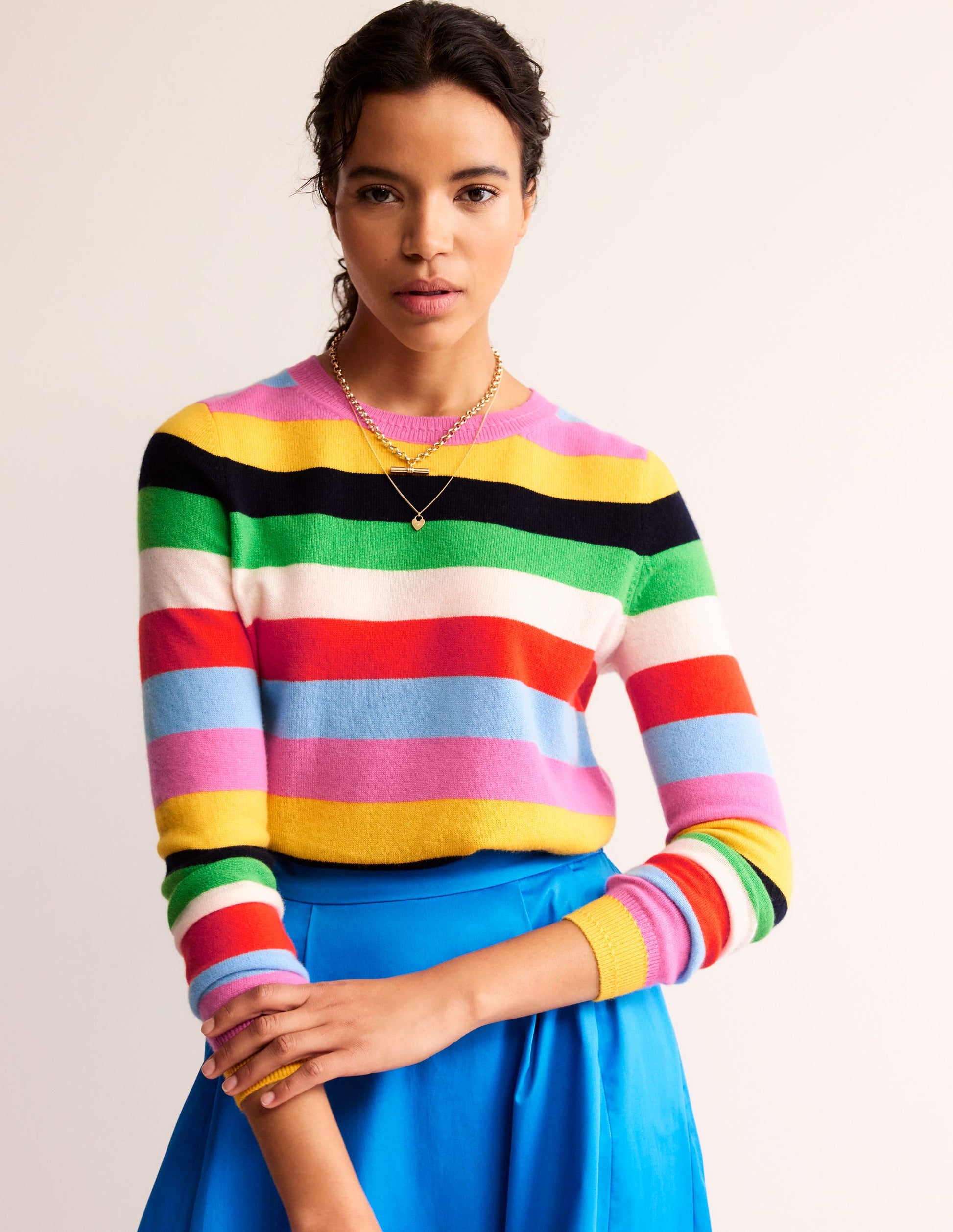 Eva Kaschmirpullover mit Rundhalsausschnitt-Hellblau/Sangria Sunset Pink-2