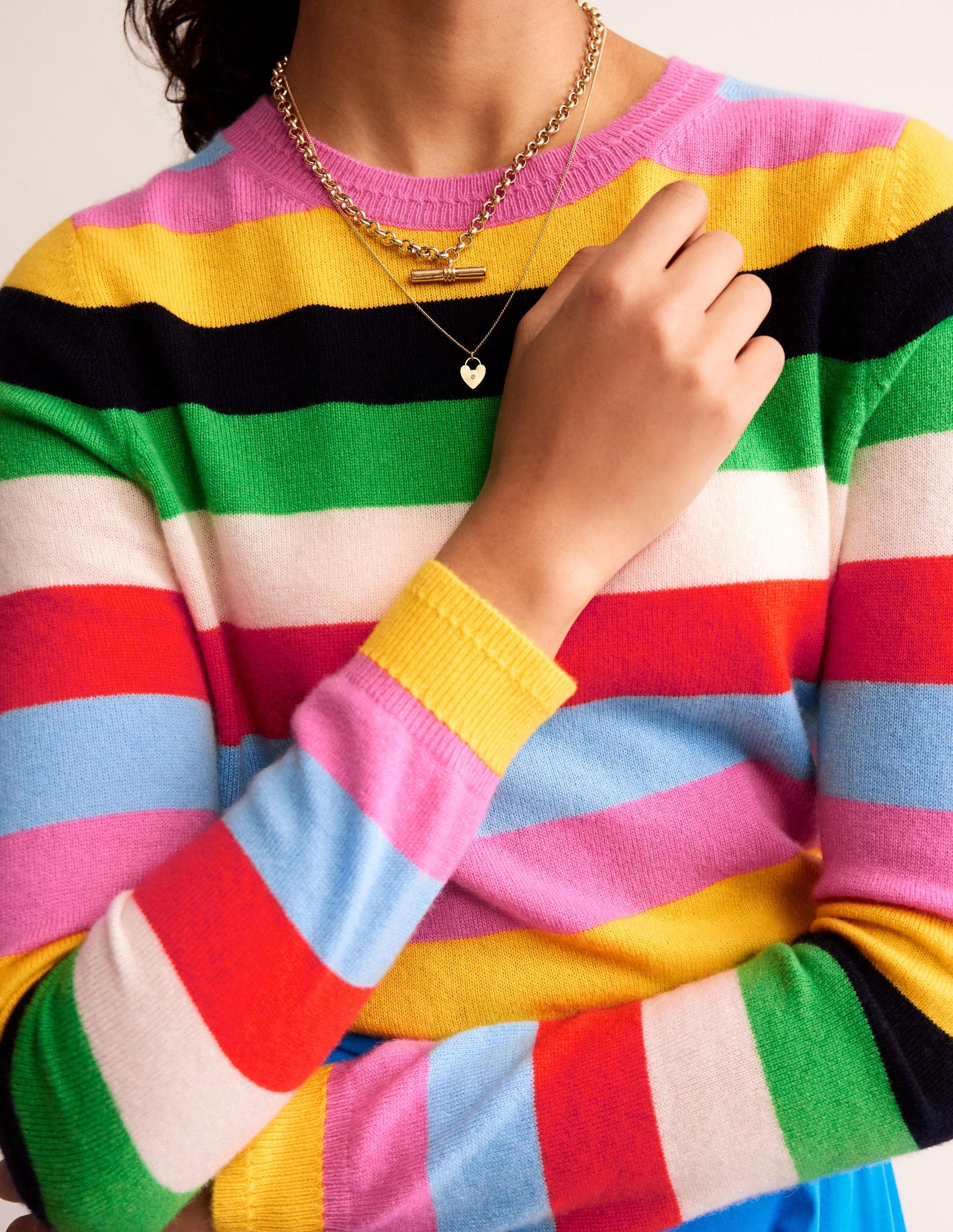 Eva Kaschmirpullover mit Rundhalsausschnitt-Hellblau/Sangria Sunset Pink-3