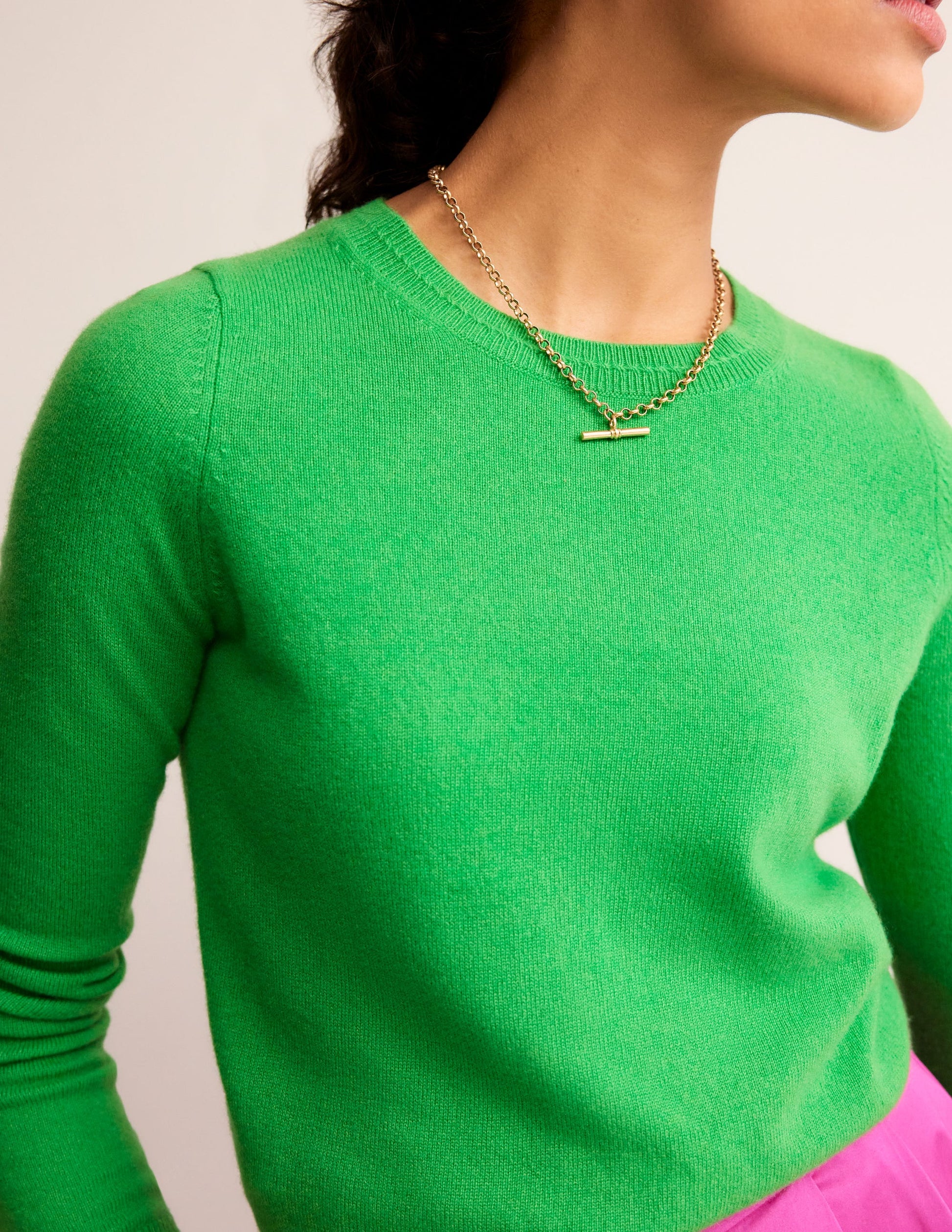 Eva Kaschmirpullover mit Rundhalsausschnitt-Strahlendes Grün-2
