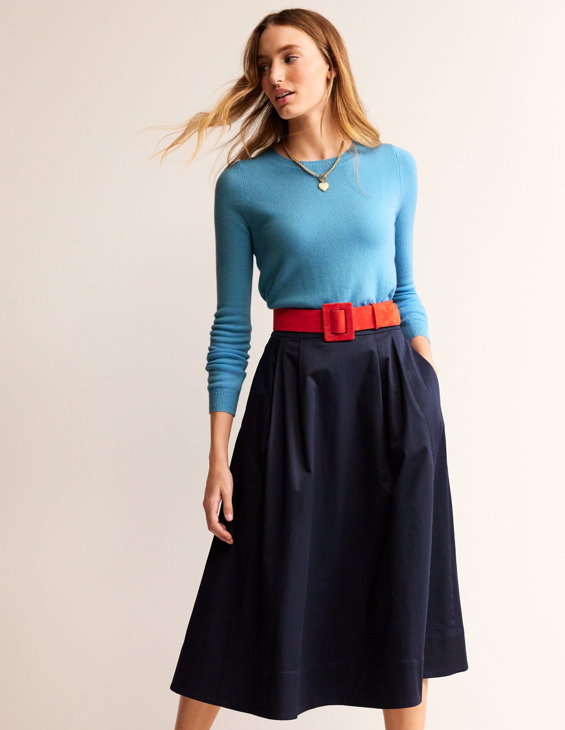 Eva Kaschmirpullover mit Rundhalsausschnitt-Hellblau-4
