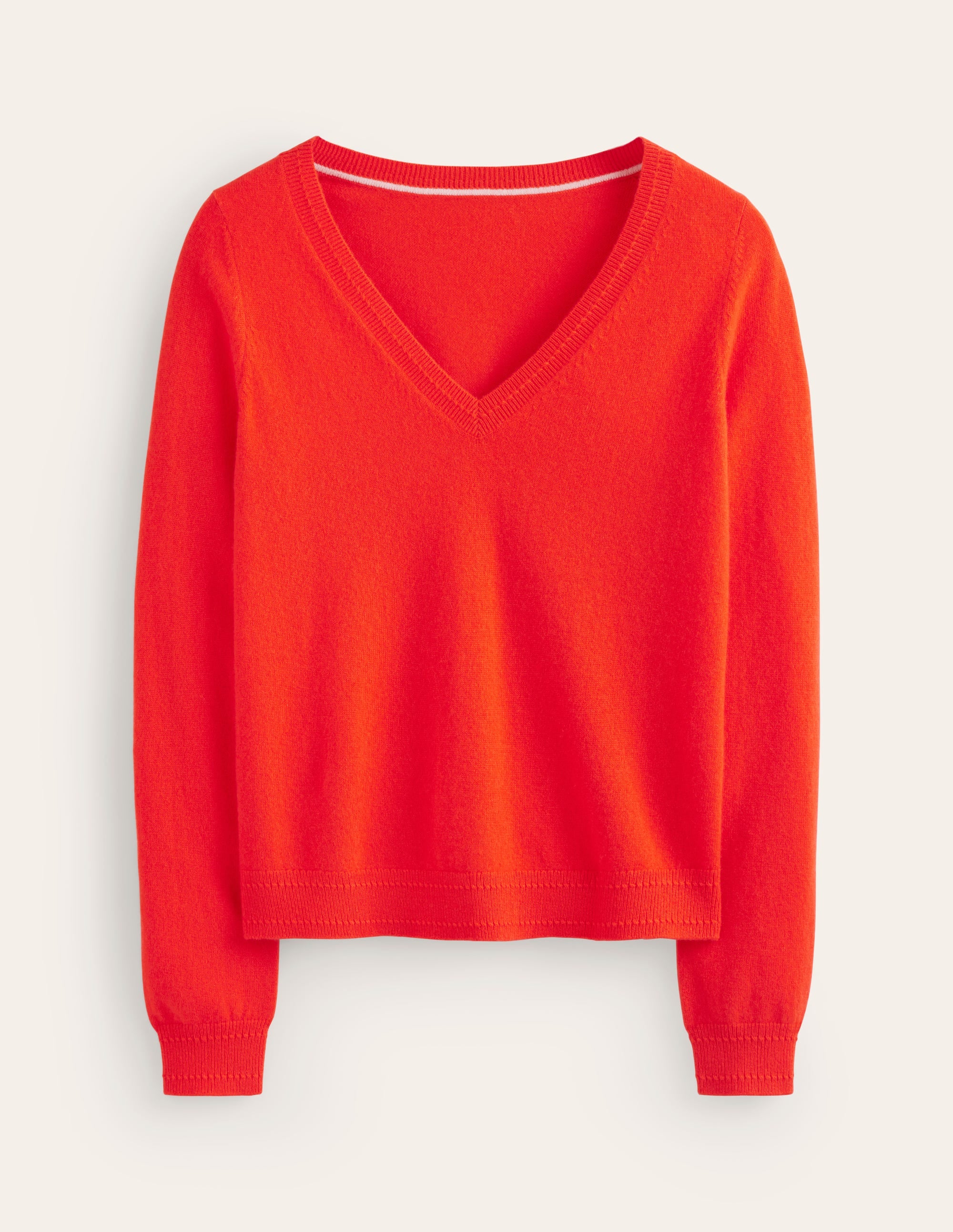 Pull Eva col V en cachemire-Orange fiesta - Image 5