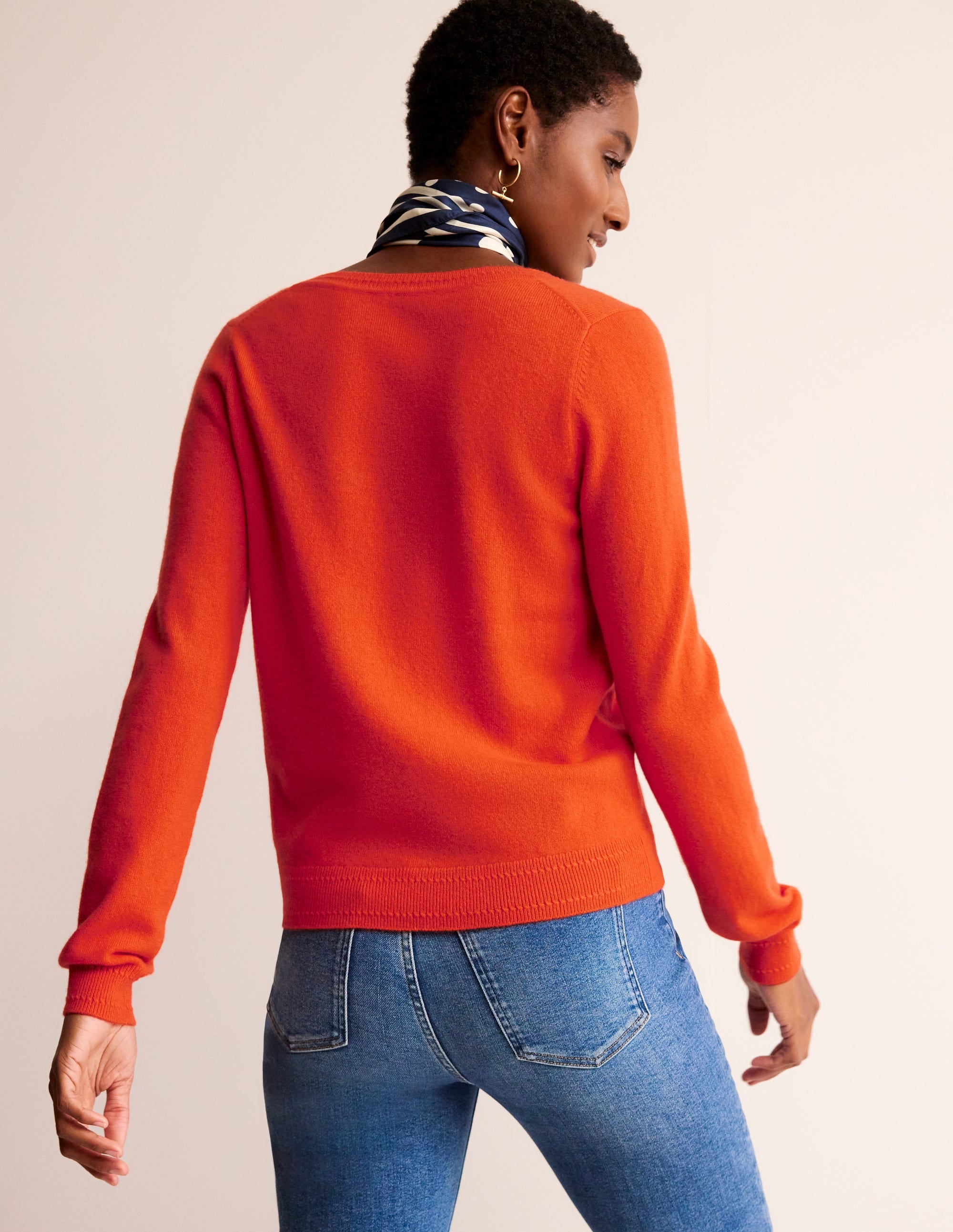 Pull Eva col V en cachemire-Orange fiesta - Image 3