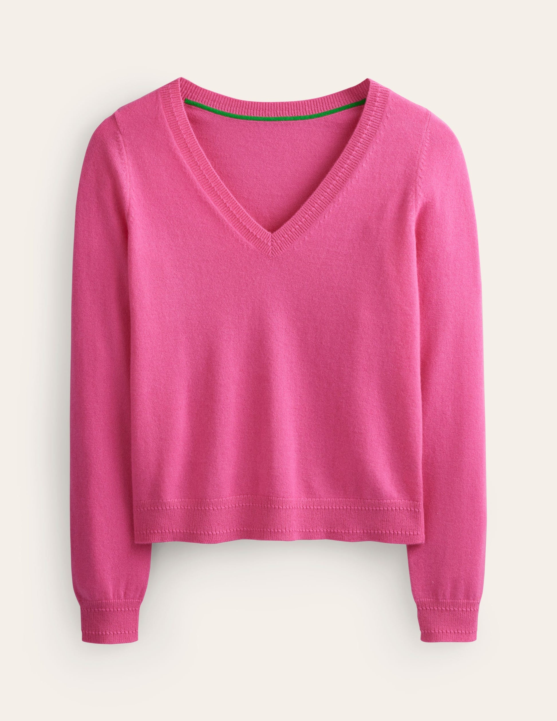 Pull Eva col V en cachemire-Sangria rose-5