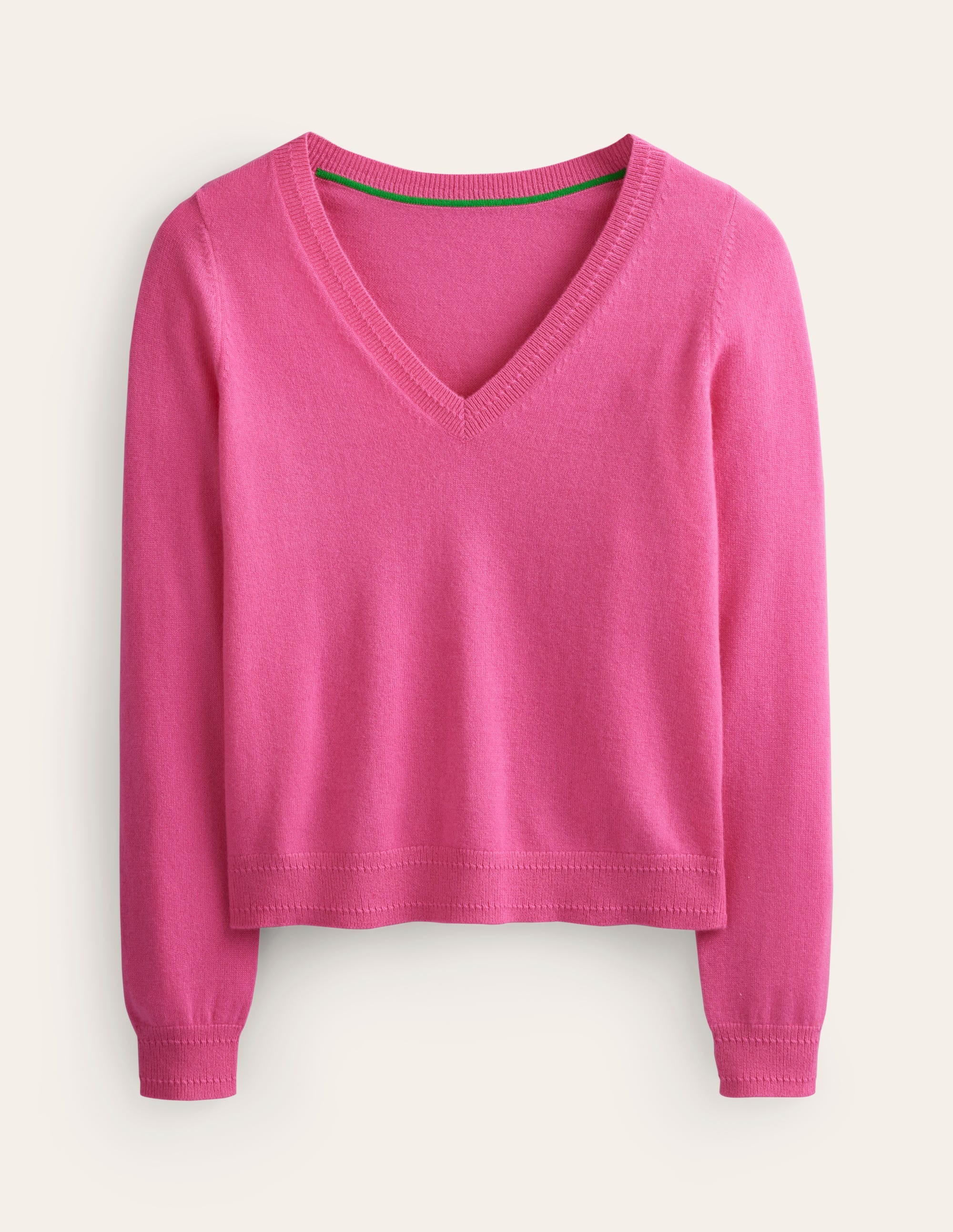 Pull Eva col V en cachemire-Sangria rose - Image 5