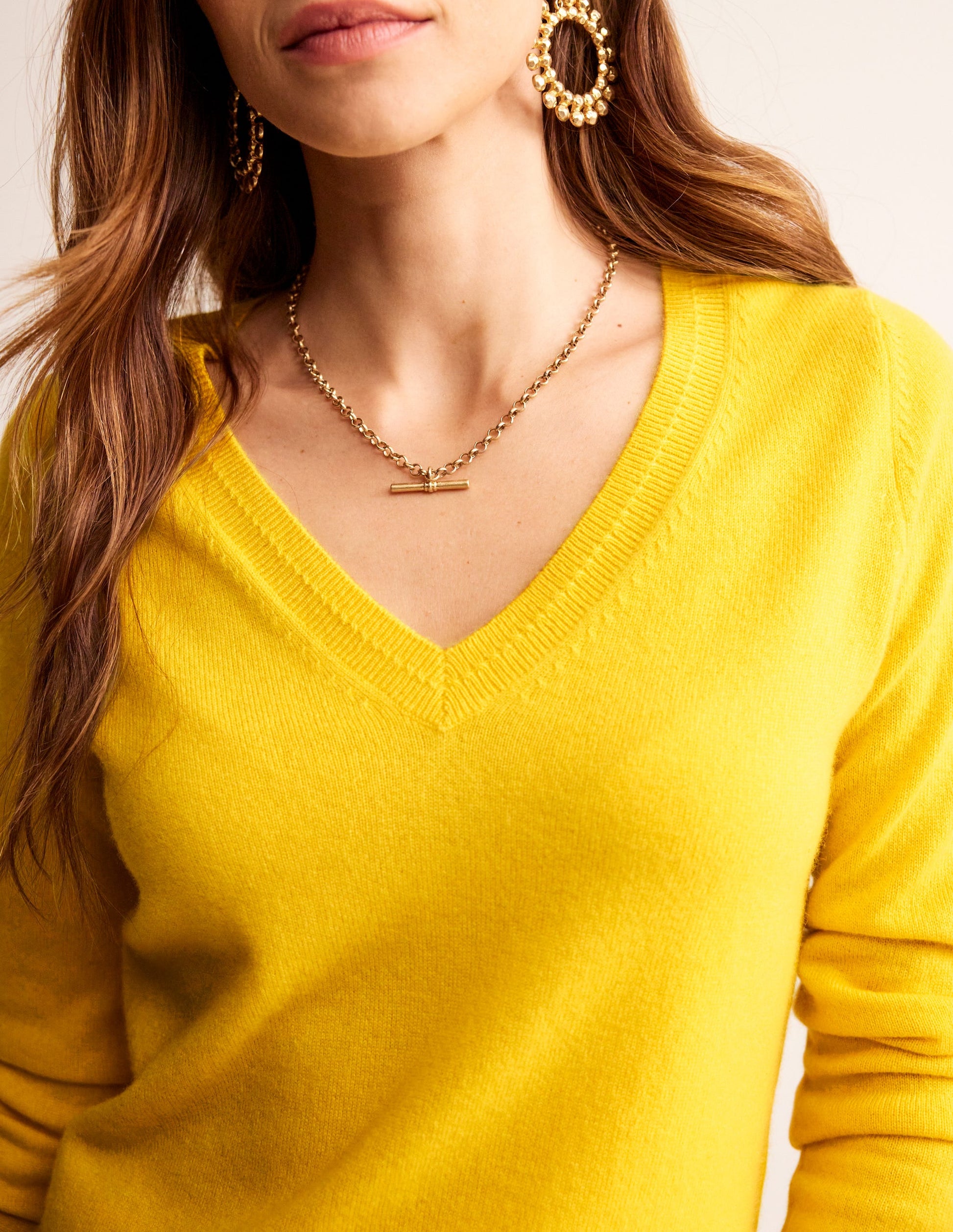 Pull Eva col V en cachemire-Ananas-2