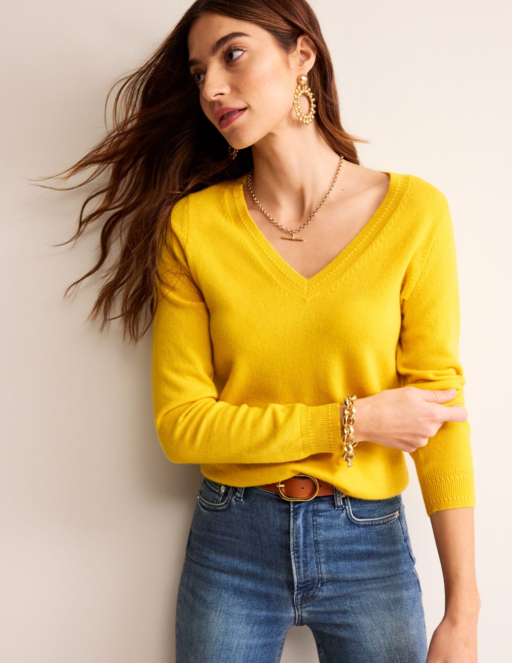 Pull Eva col V en cachemire-Ananas-4