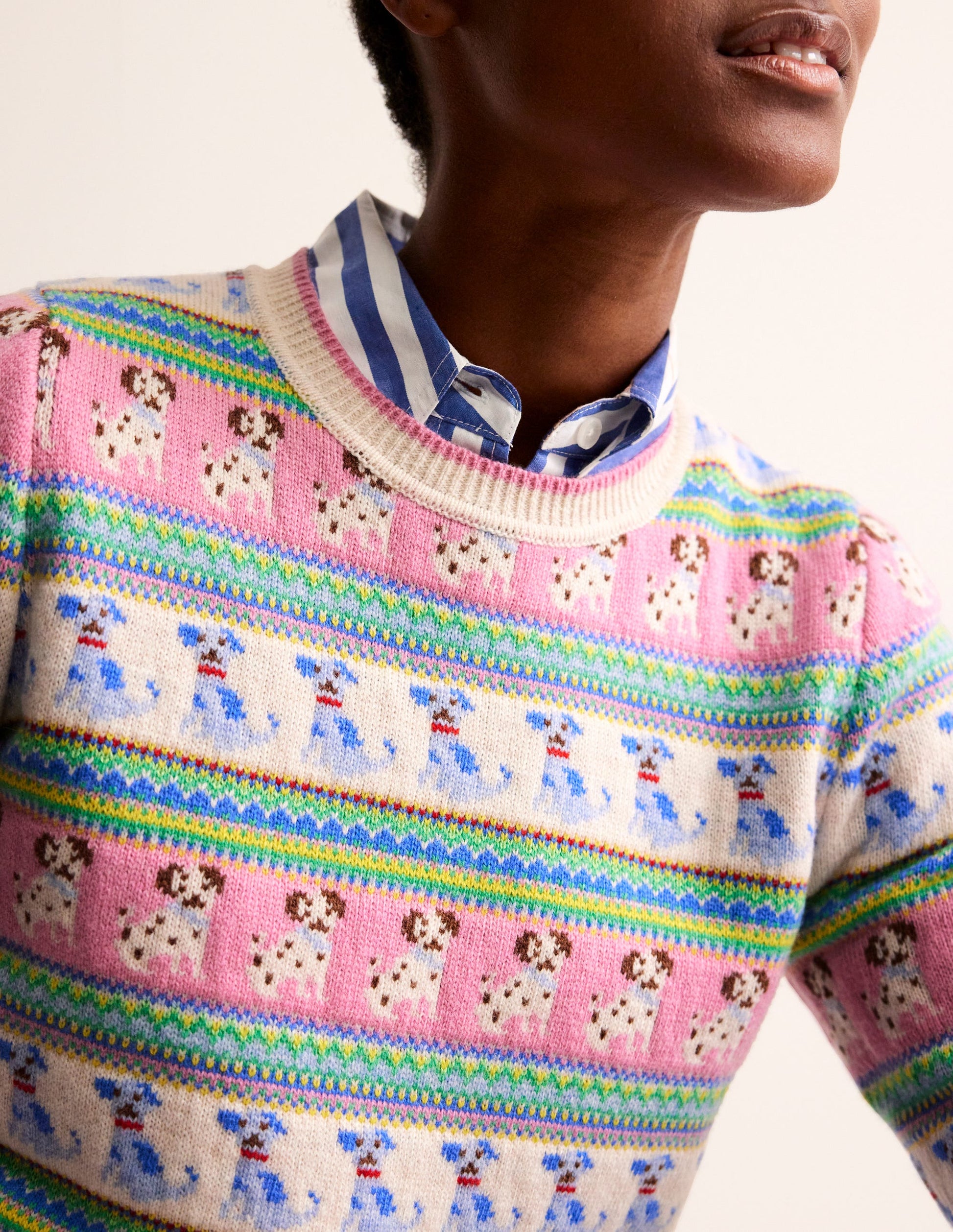 Pull Edie à motif jacquard-Motif jacquard chien ivoire chaud-2