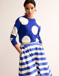 Lydia Kaschmirpullover-Surf The Web Blau, Punkte