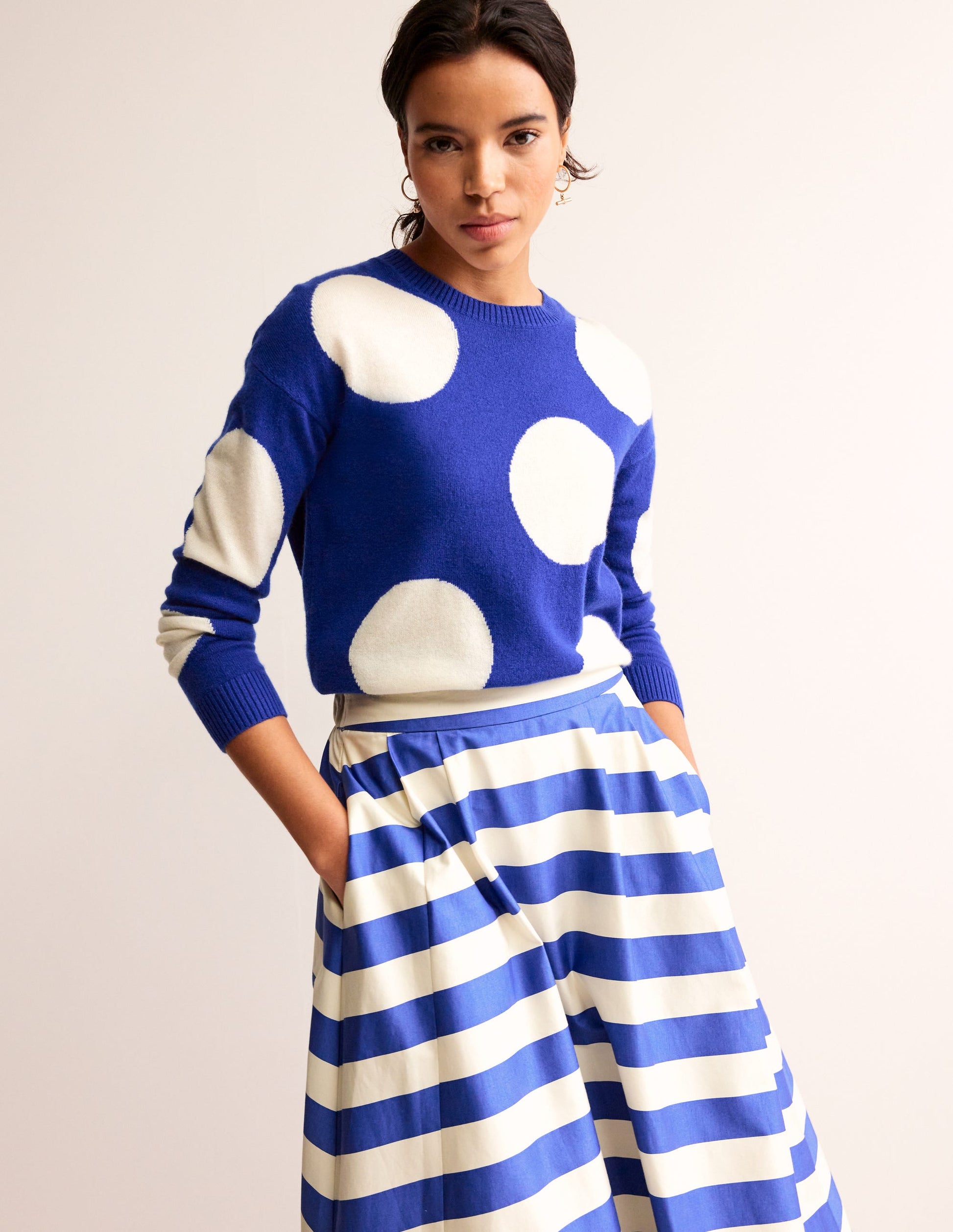 Lydia Kaschmirpullover-Surf The Web Blau, Punkte-1