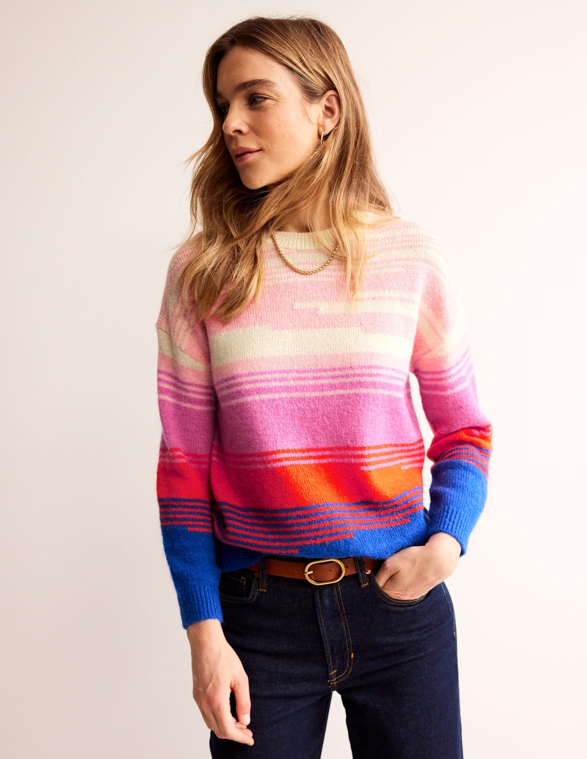 Malerischer Pullover mit Rundhalsausschnitt-Surf the Web, Abstrakte Landschaft-1