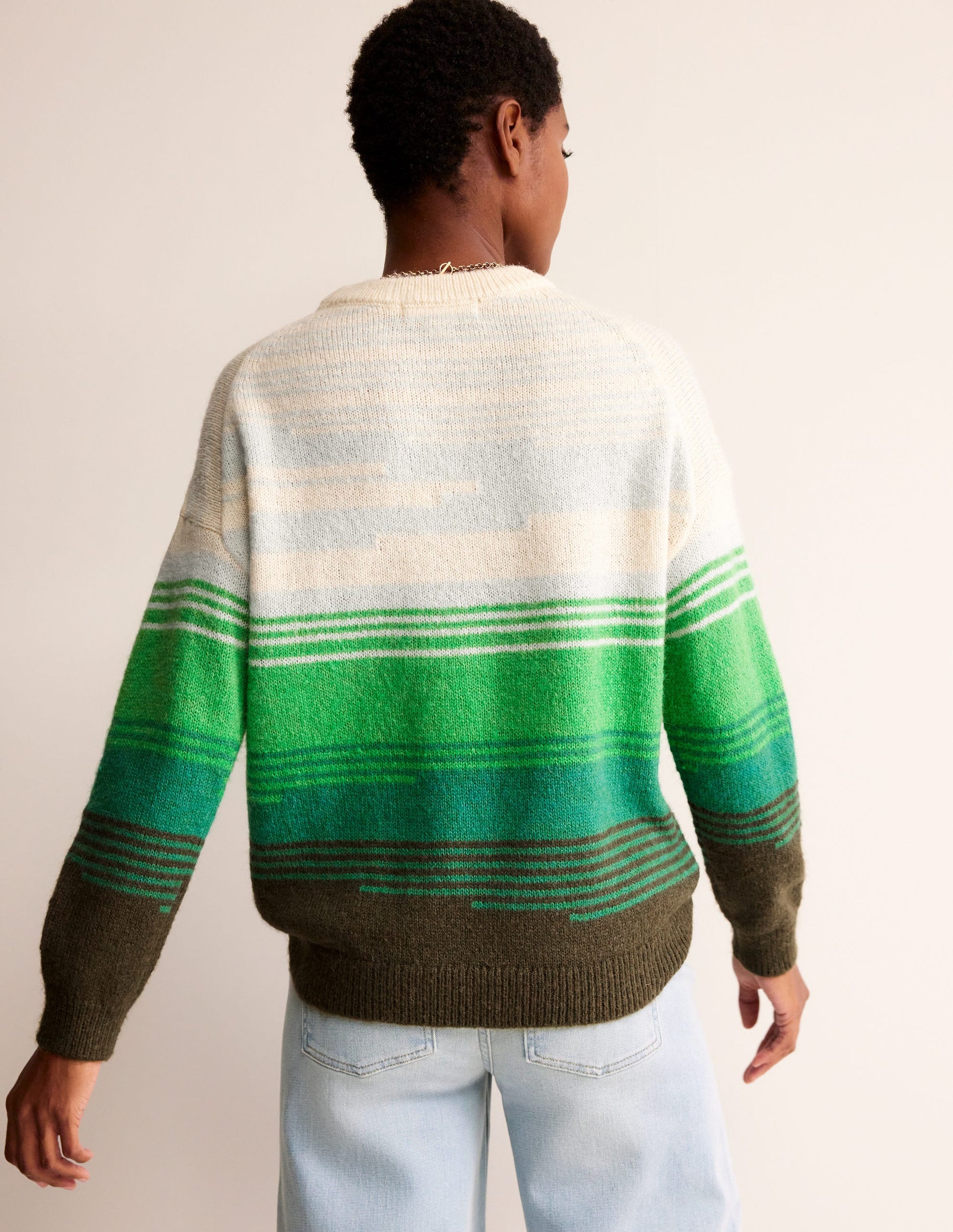 Malerischer Pullover mit Rundhalsausschnitt-Hellgrün, Abstrakte Landschaft-3