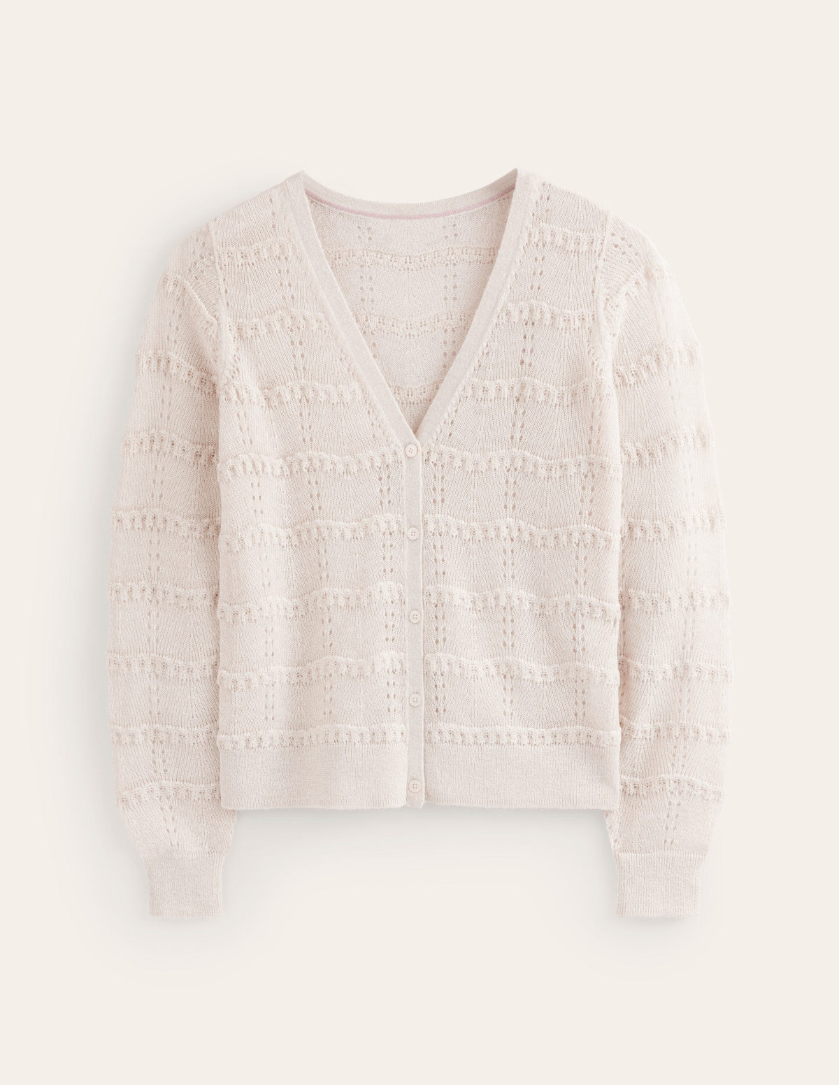 Flauschige Pointelle-Strickjacke-Vanille - Image 5