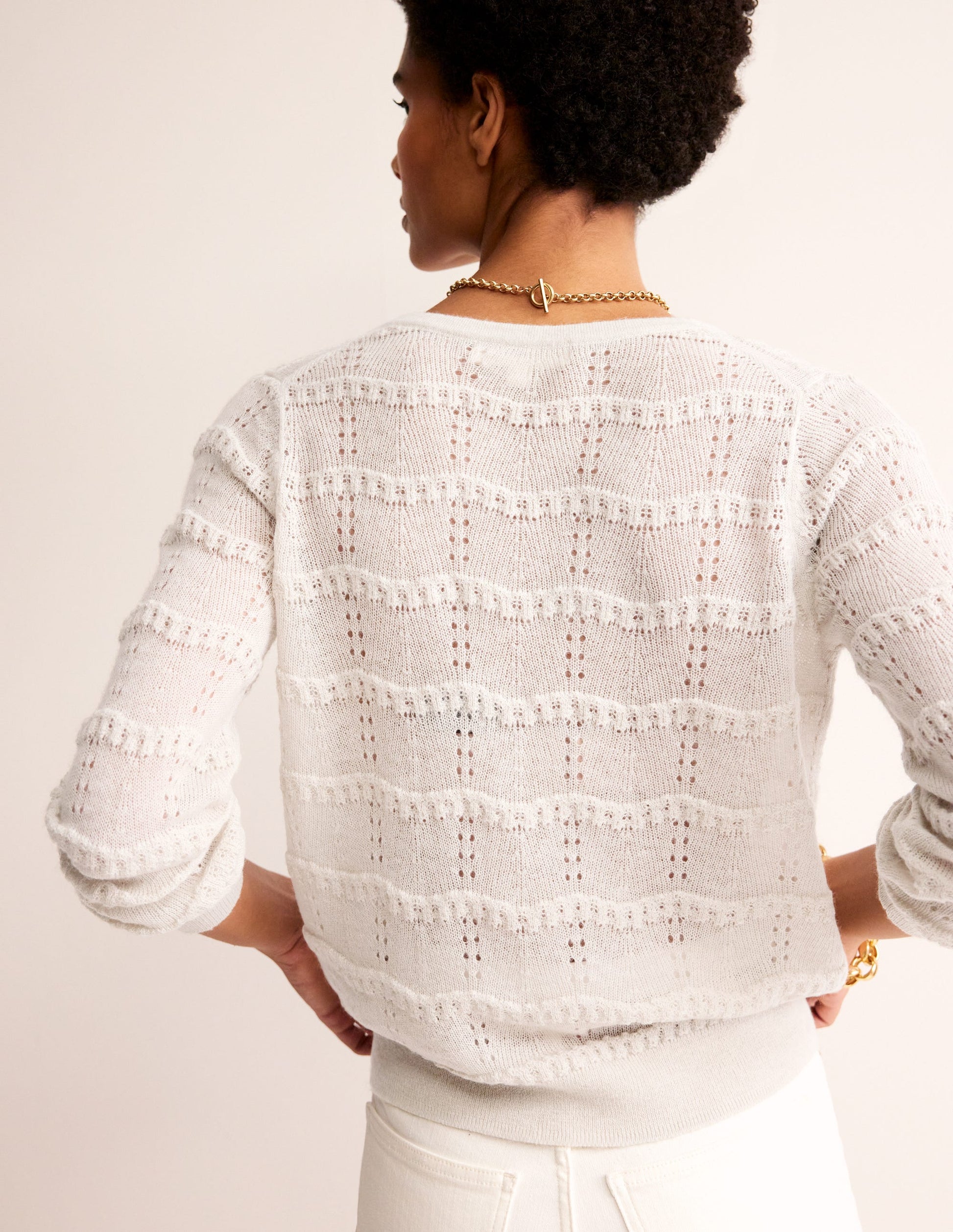 Flauschige Pointelle-Strickjacke-Vanille-3