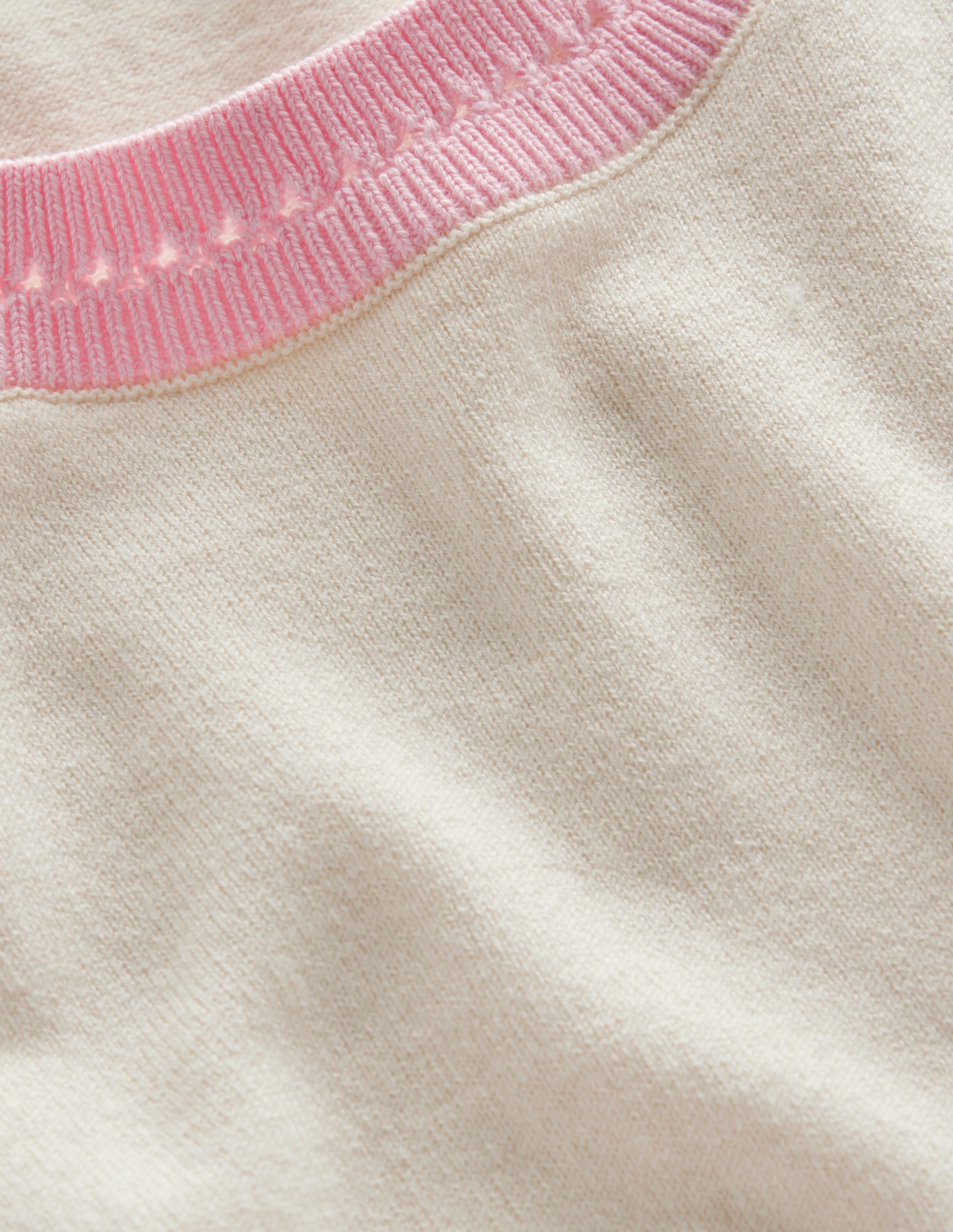 T-shirt col rond Catriona en coton-Ivoire chaud, rose orchidée - Image 6