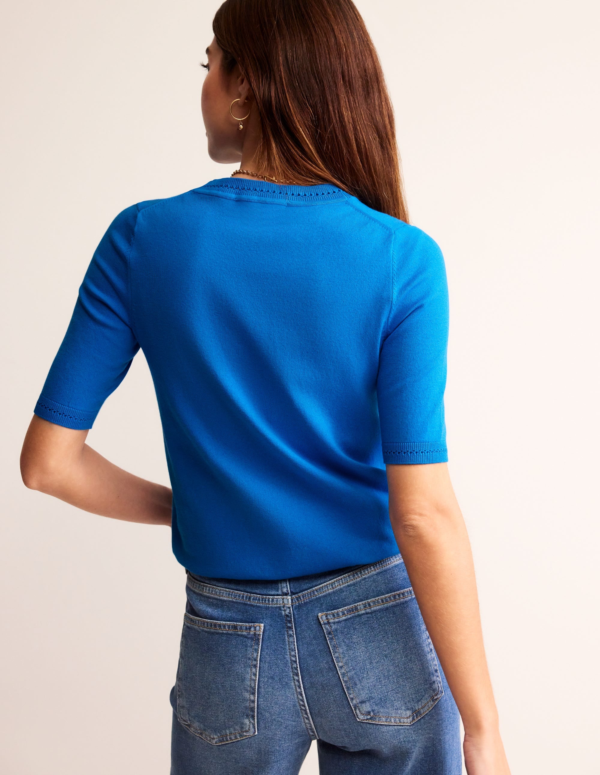 Catriona Baumwoll-T-Shirt mit Rundhalsausschnitt-Leuchtendes Blau - Image 3