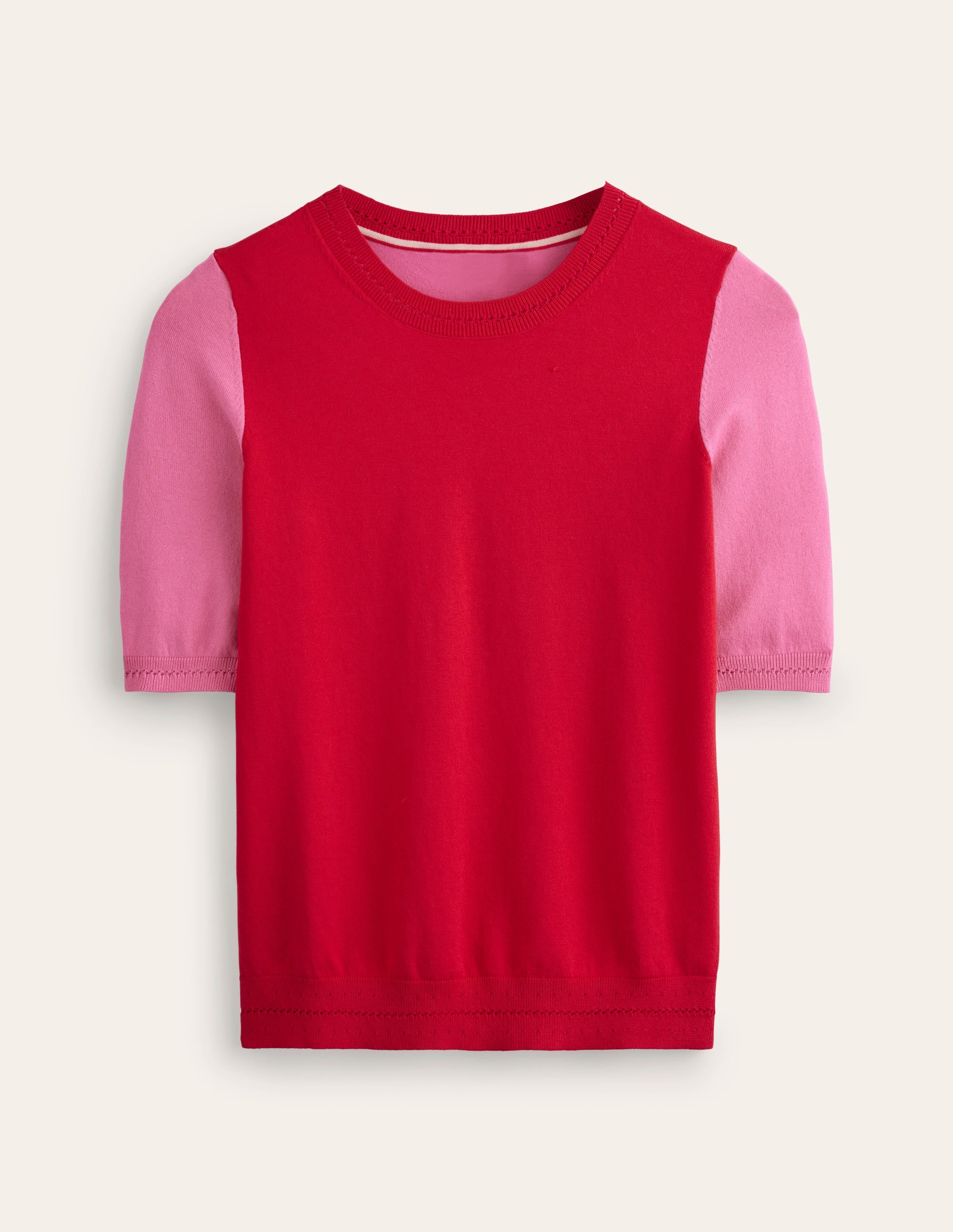 T-shirt col rond Catriona en coton-Flamme écarlate/sangria rose - Image 6