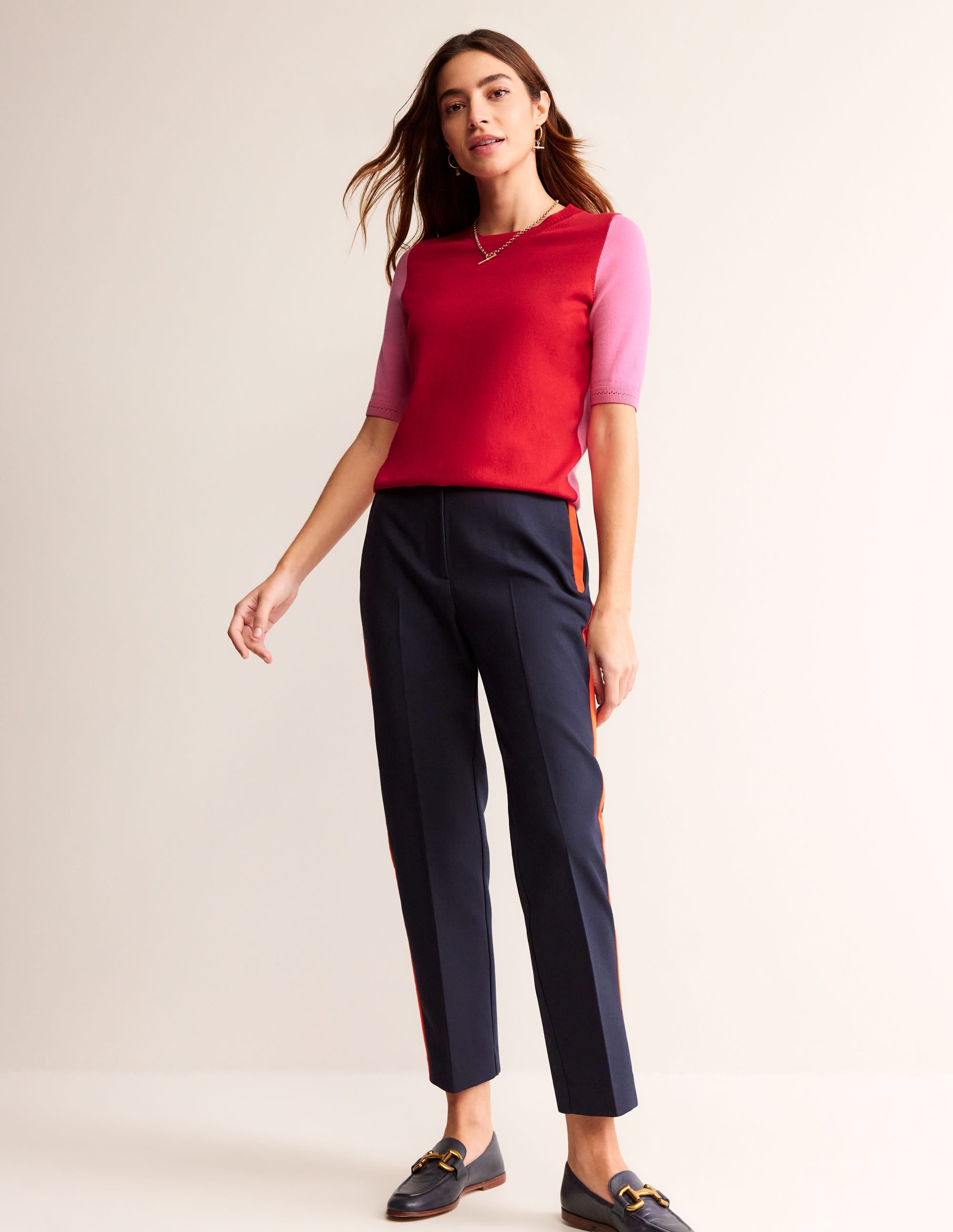 T-shirt col rond Catriona en coton-Flamme écarlate/sangria rose - Image 5