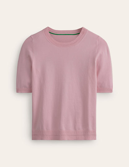 T-shirt col rond Catriona en coton-Orchideenrosa-5