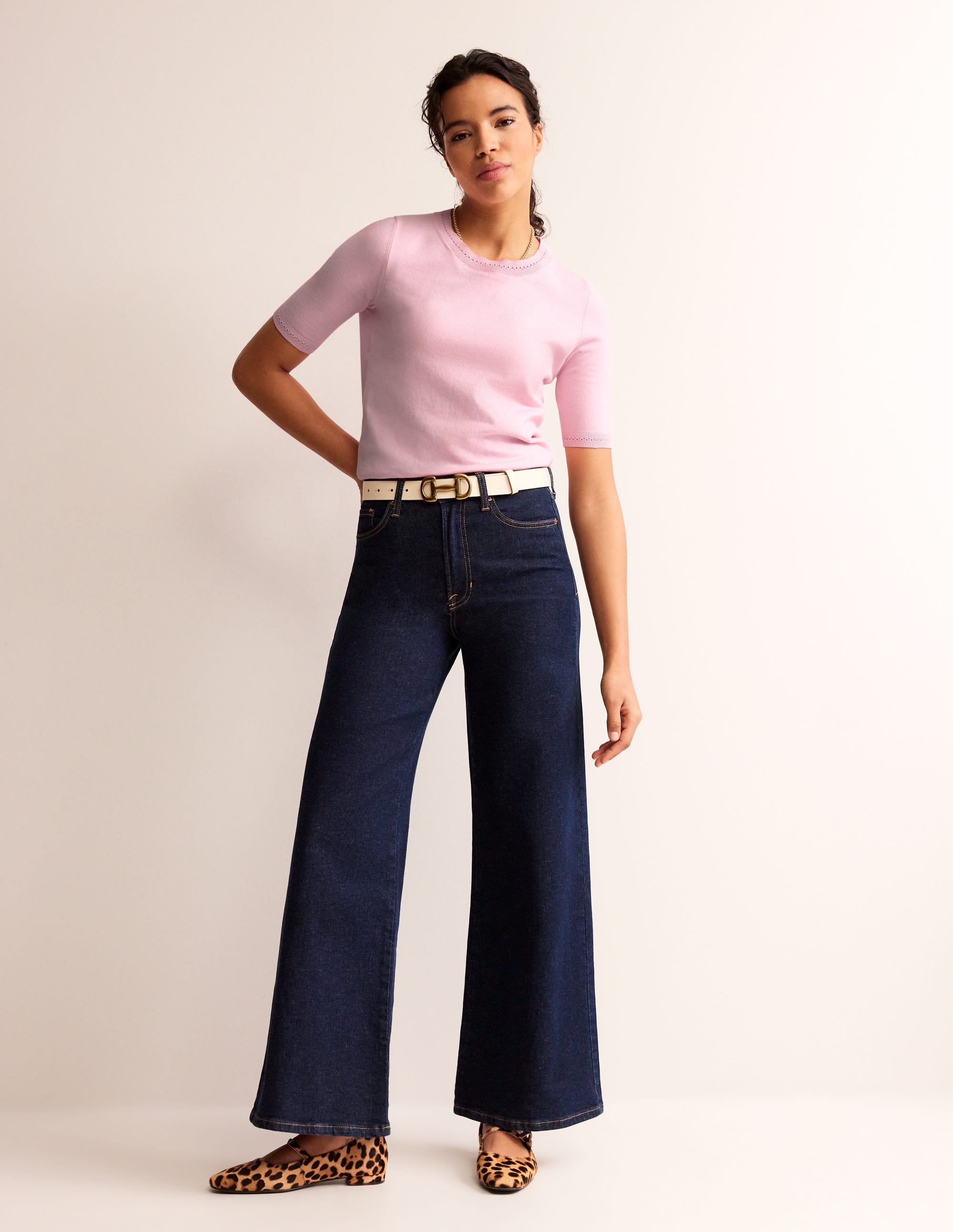 T-shirt col rond Catriona en coton-Orchideenrosa - Image 4