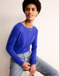 Pull Eva col bateau en cachemire-Bleu vif