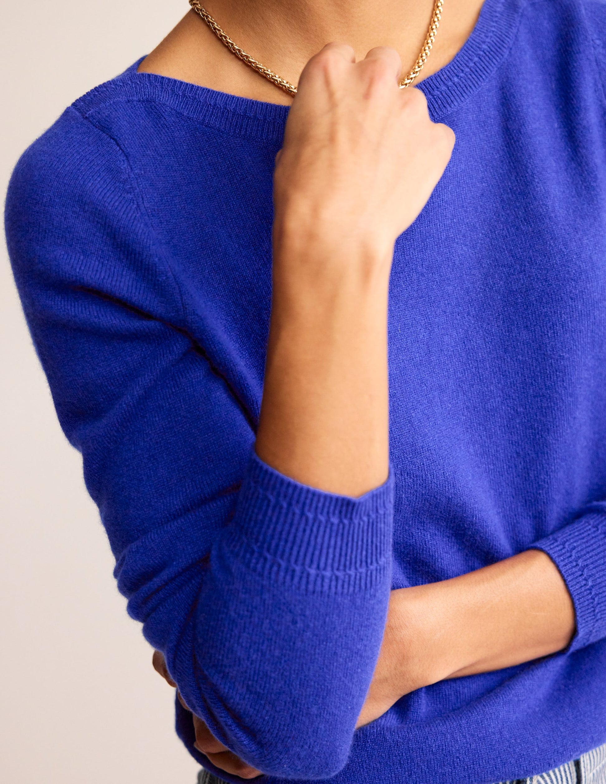 Pull Eva col bateau en cachemire-Bleu vif-2