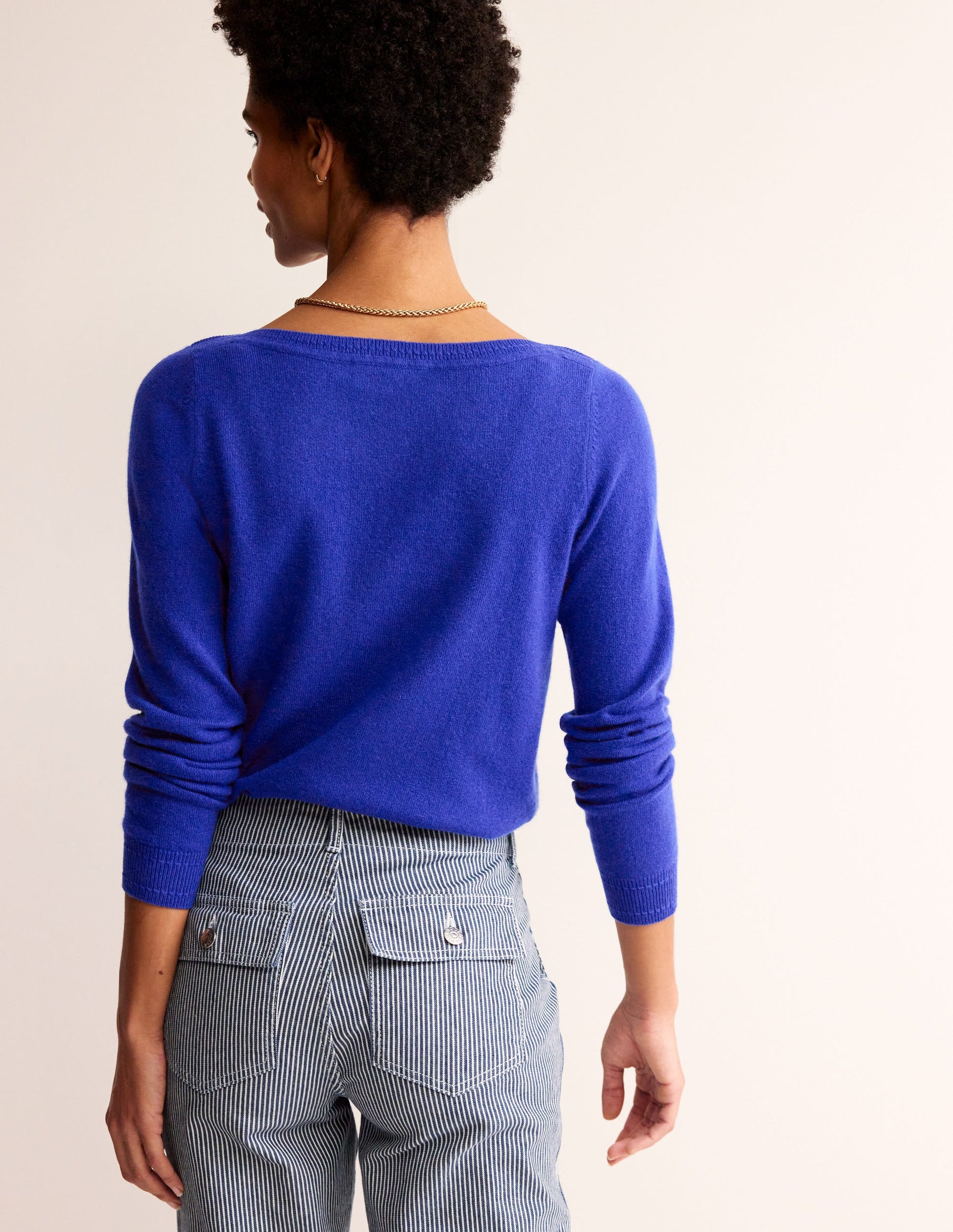 Pull Eva col bateau en cachemire-Bleu vif-3