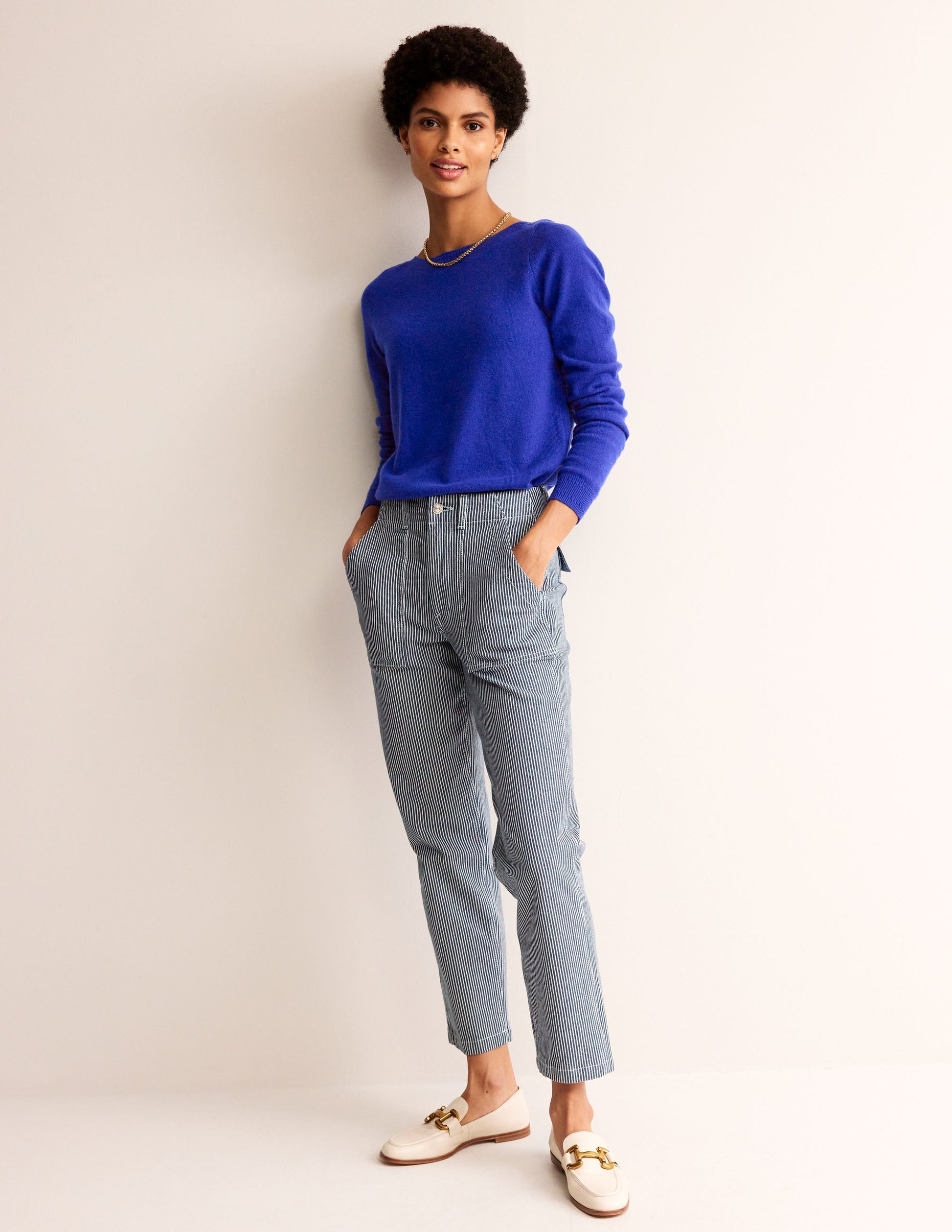 Pull Eva col bateau en cachemire-Bleu vif-4