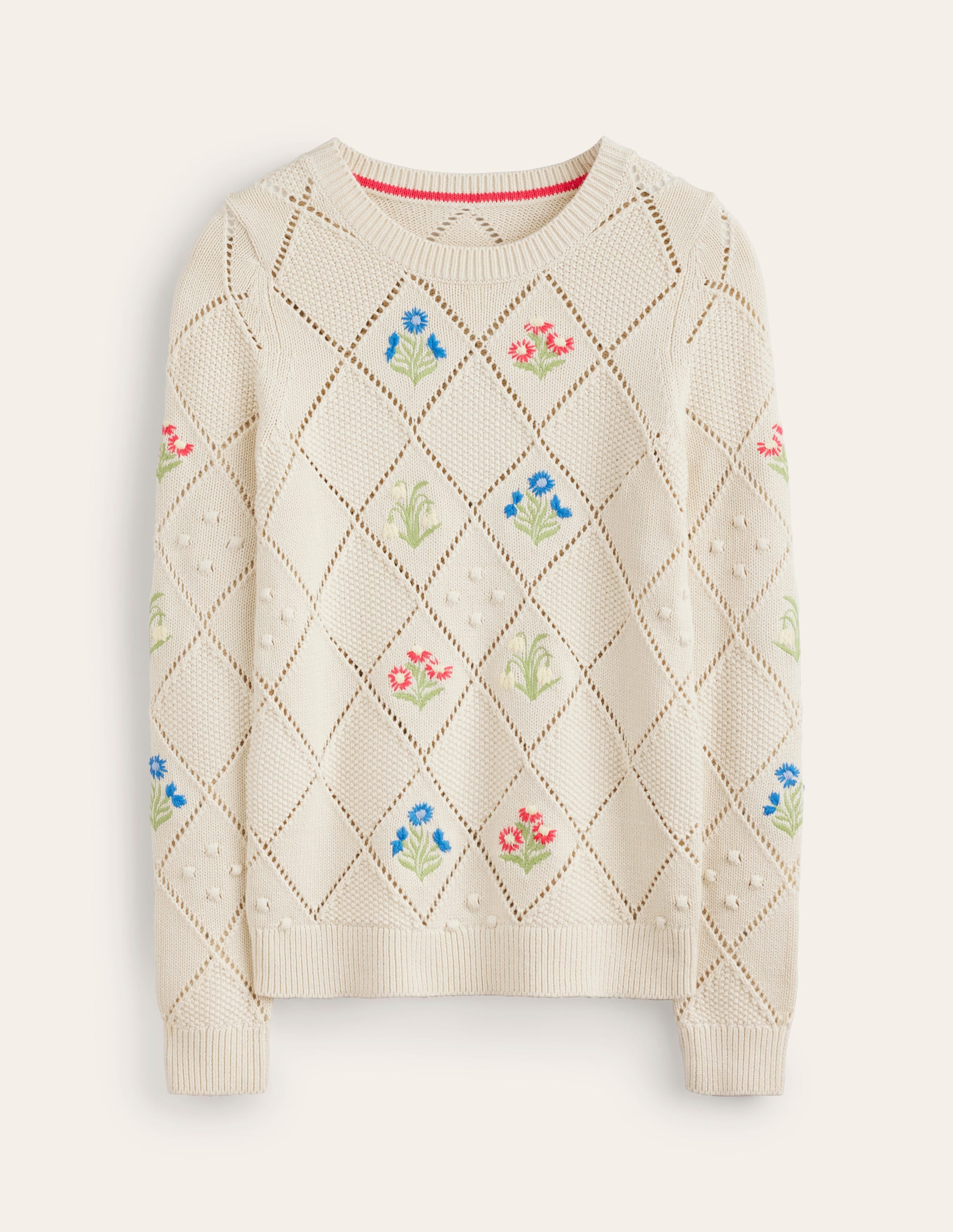Cotton Embroidered Jumper-Warm Ivory - Image 5