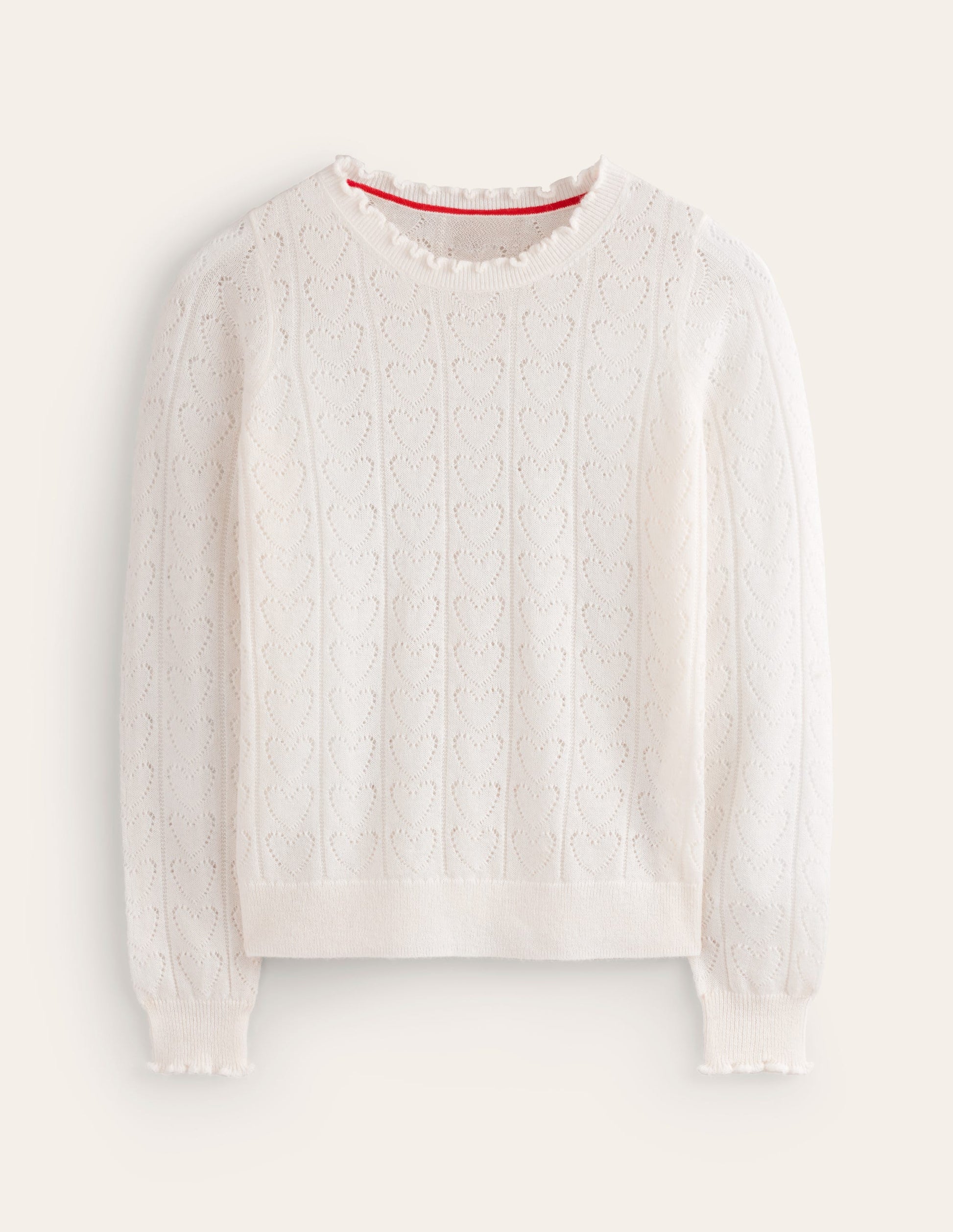 Pull duveteux motif cœur en pointelle-Ivoire chaud-5