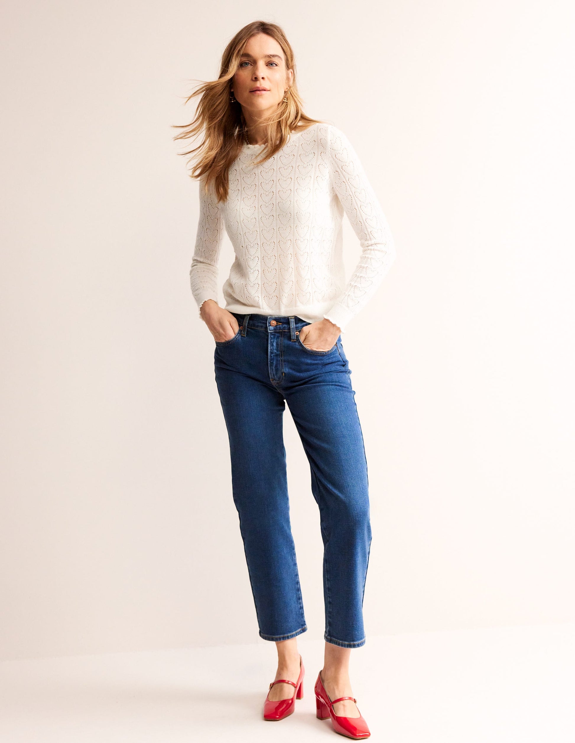 Pull duveteux motif cœur en pointelle-Ivoire chaud-4