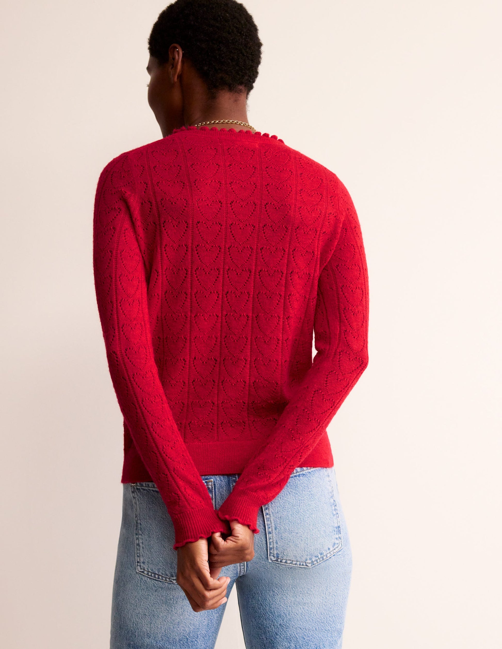Flauschiger Herz-Pointelle-Pullover-Mohnblumenrot-3