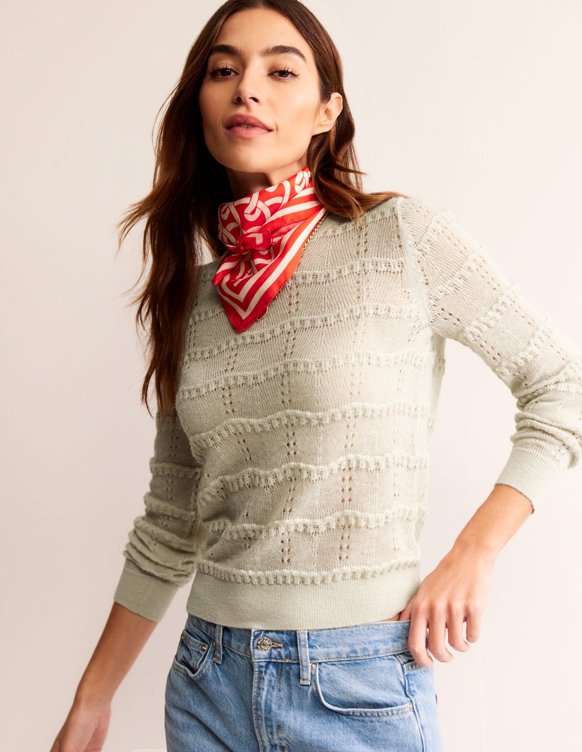 Pull duveteux en pointelle-Vanille-1