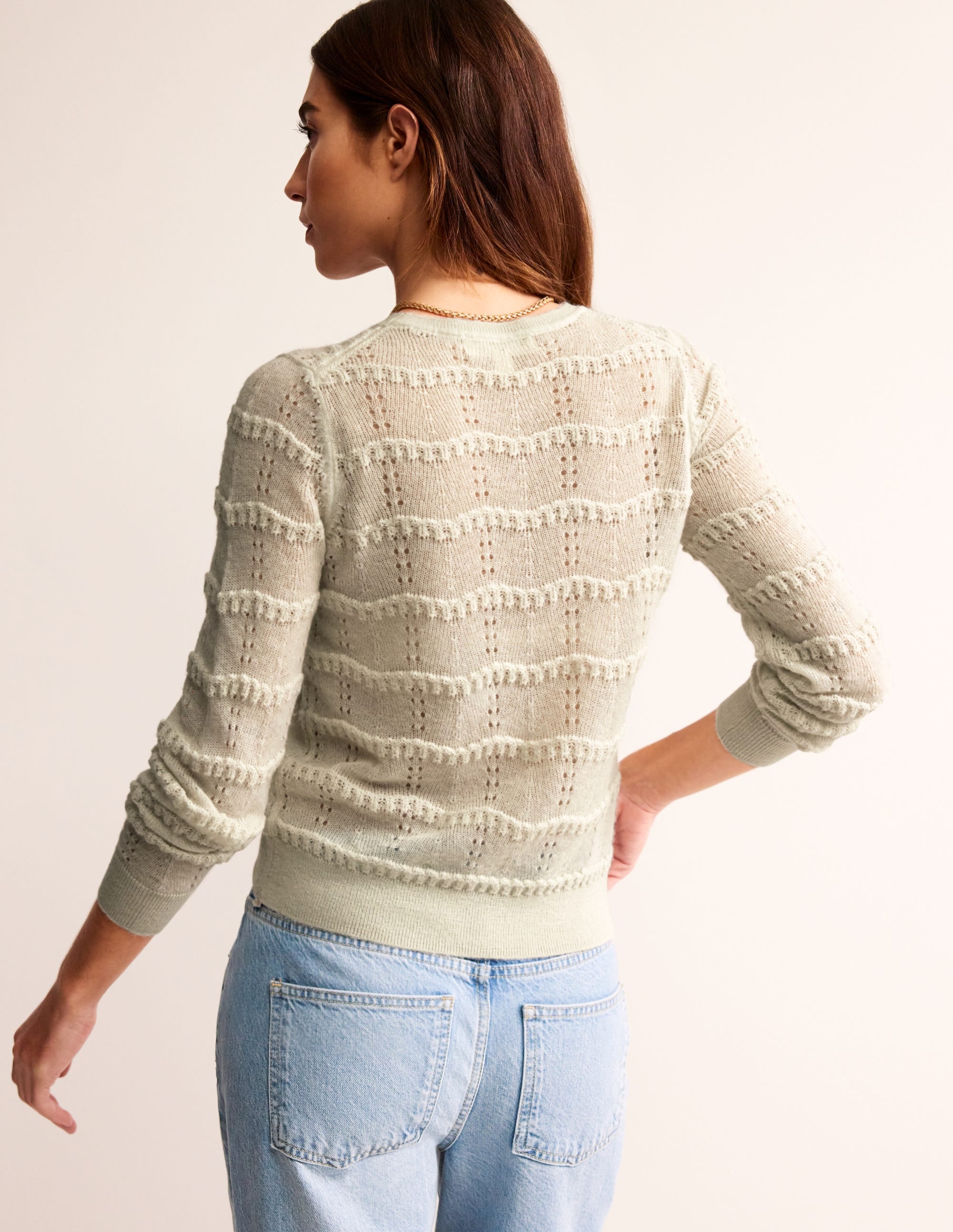 Pull duveteux en pointelle-Vanille - Image 3