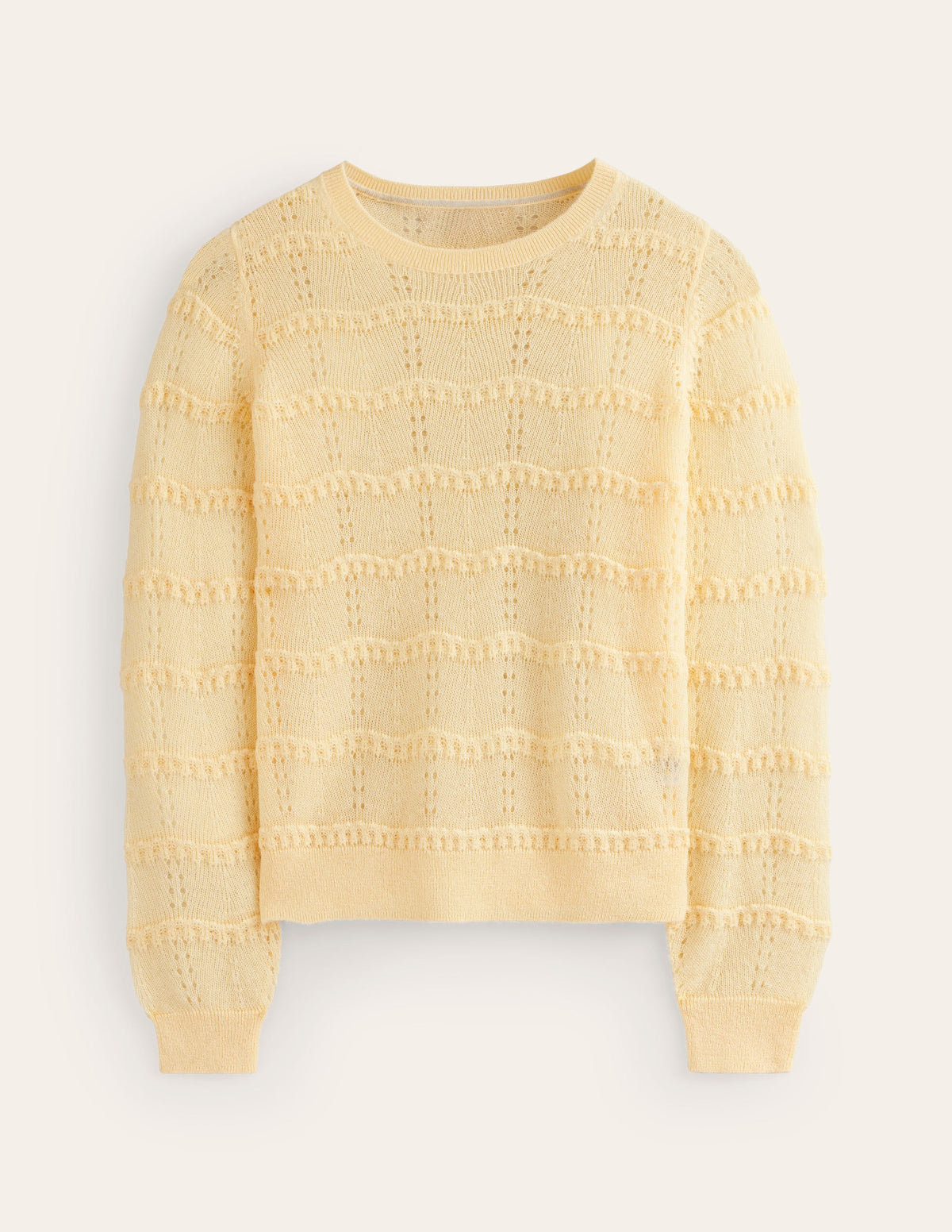 Kuscheliger Pullover mit Pointelle-Stickerei-Zitronengelb - Image 5