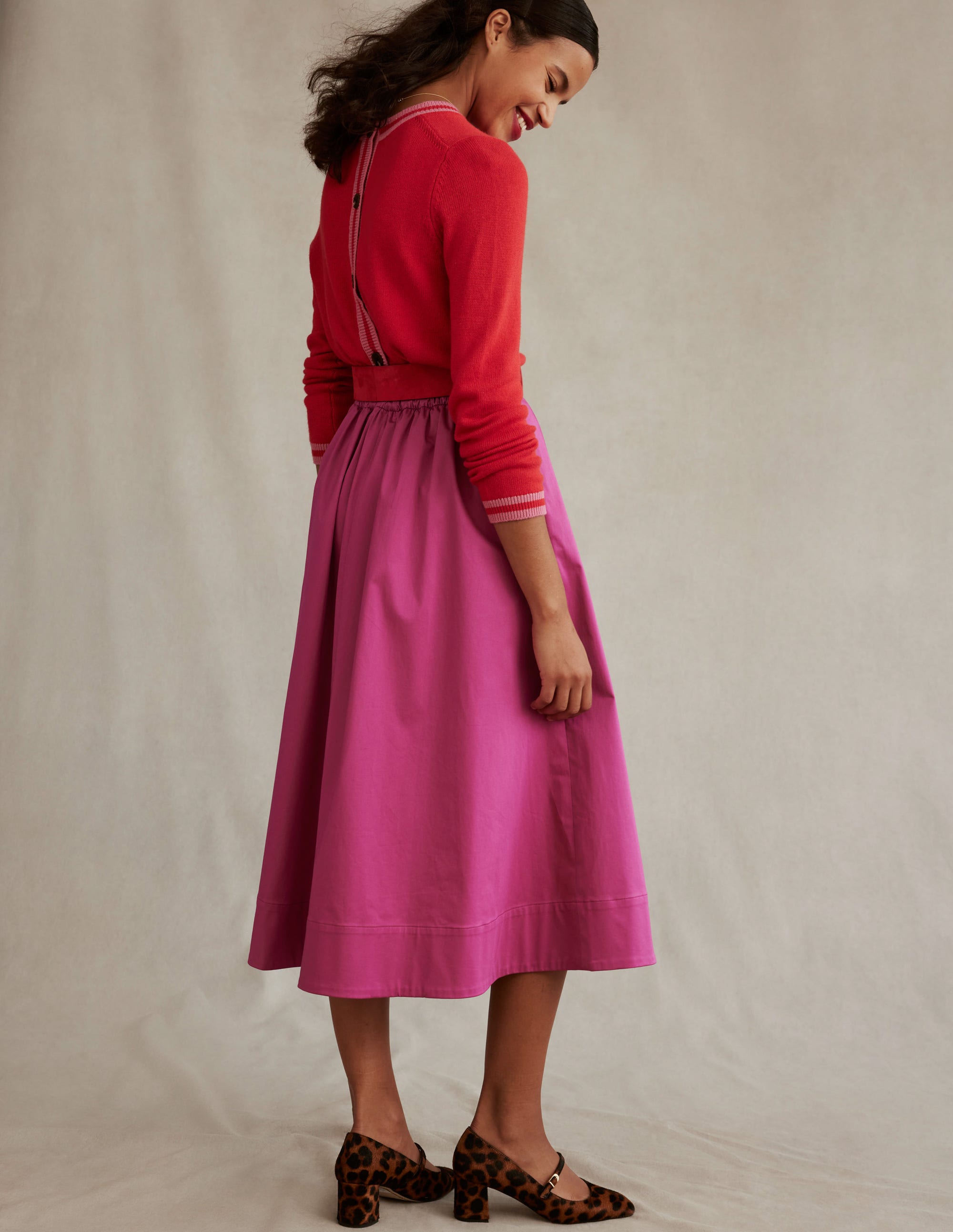 Cecily Button Back Jumper-Post Box Red, Brand Stripe - Image 5