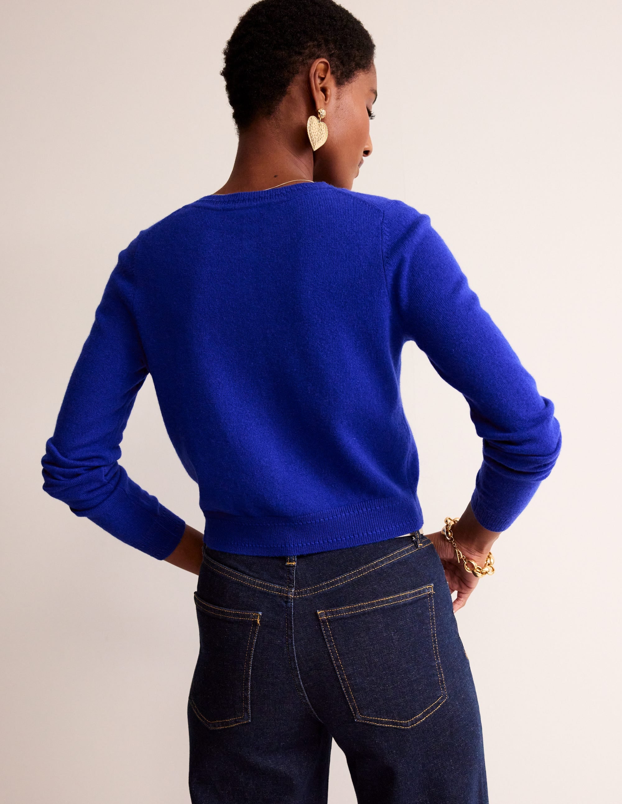 Eva Verkürzte Strickjacke aus Kaschmir-Leuchtendes Blau - Image 3