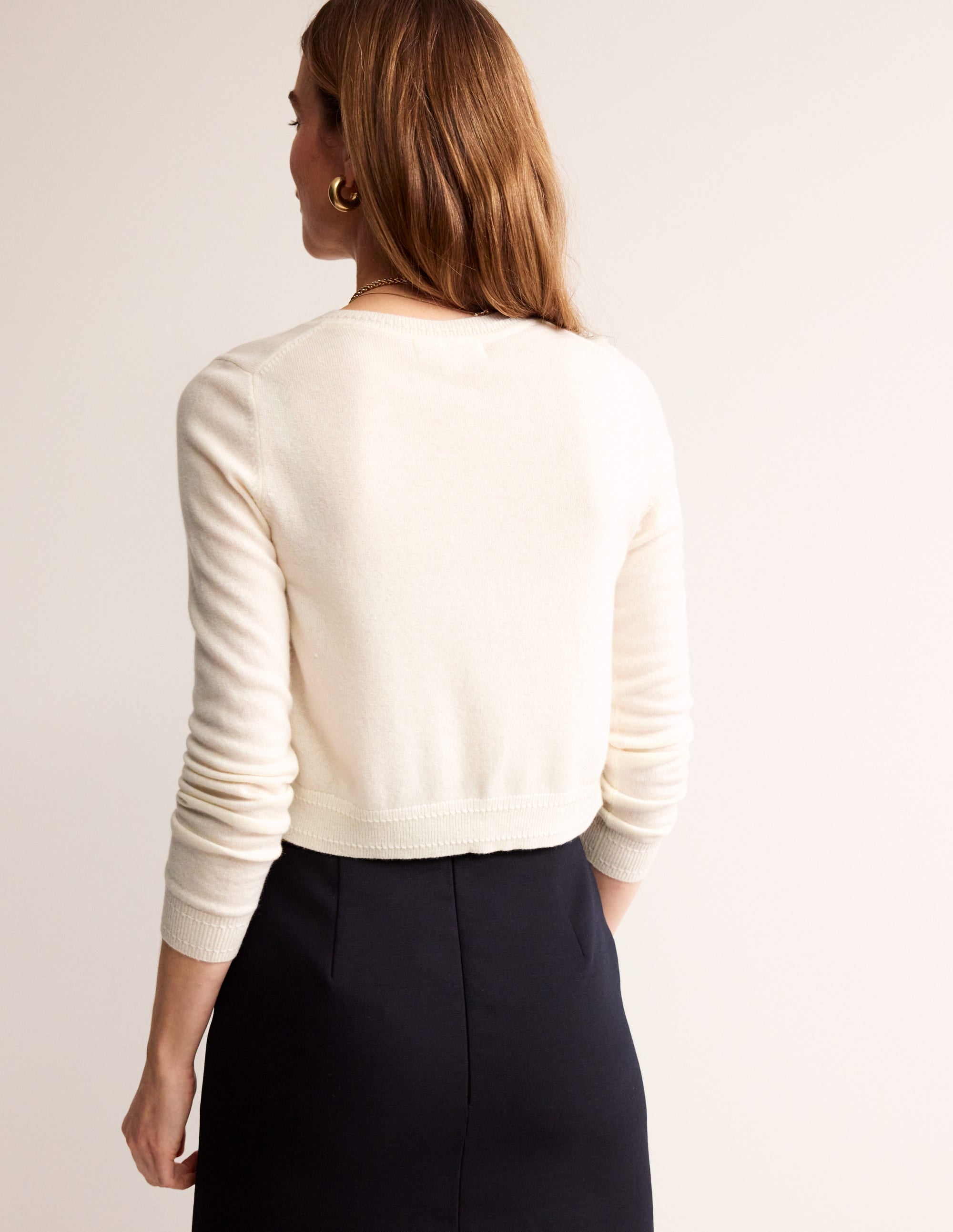 Eva Verkürzte Strickjacke aus Kaschmir-Warmes Naturweiß - Image 3