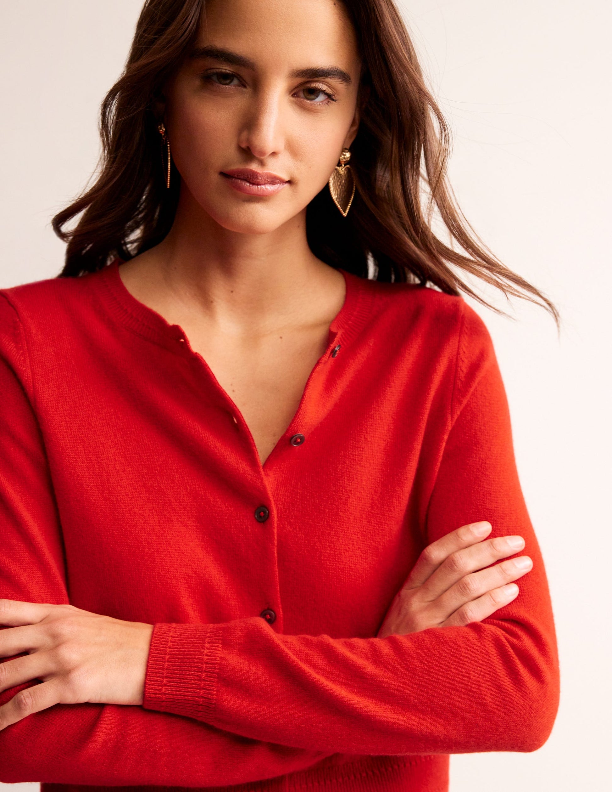 Cardigan court Eva en cachemire-Rouge Vif (BN883)-1