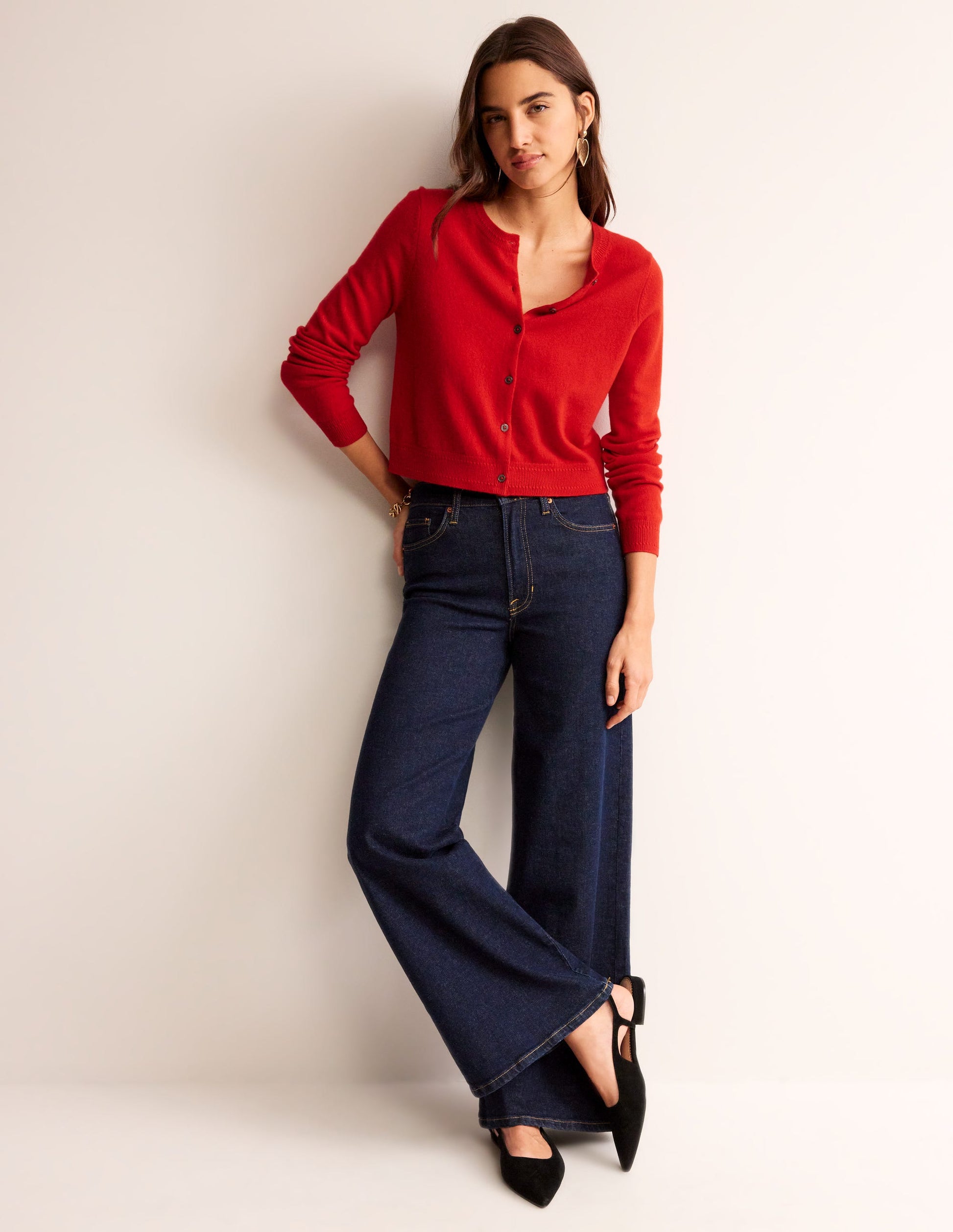 Cardigan court Eva en cachemire-Rouge Vif (BN883)-4