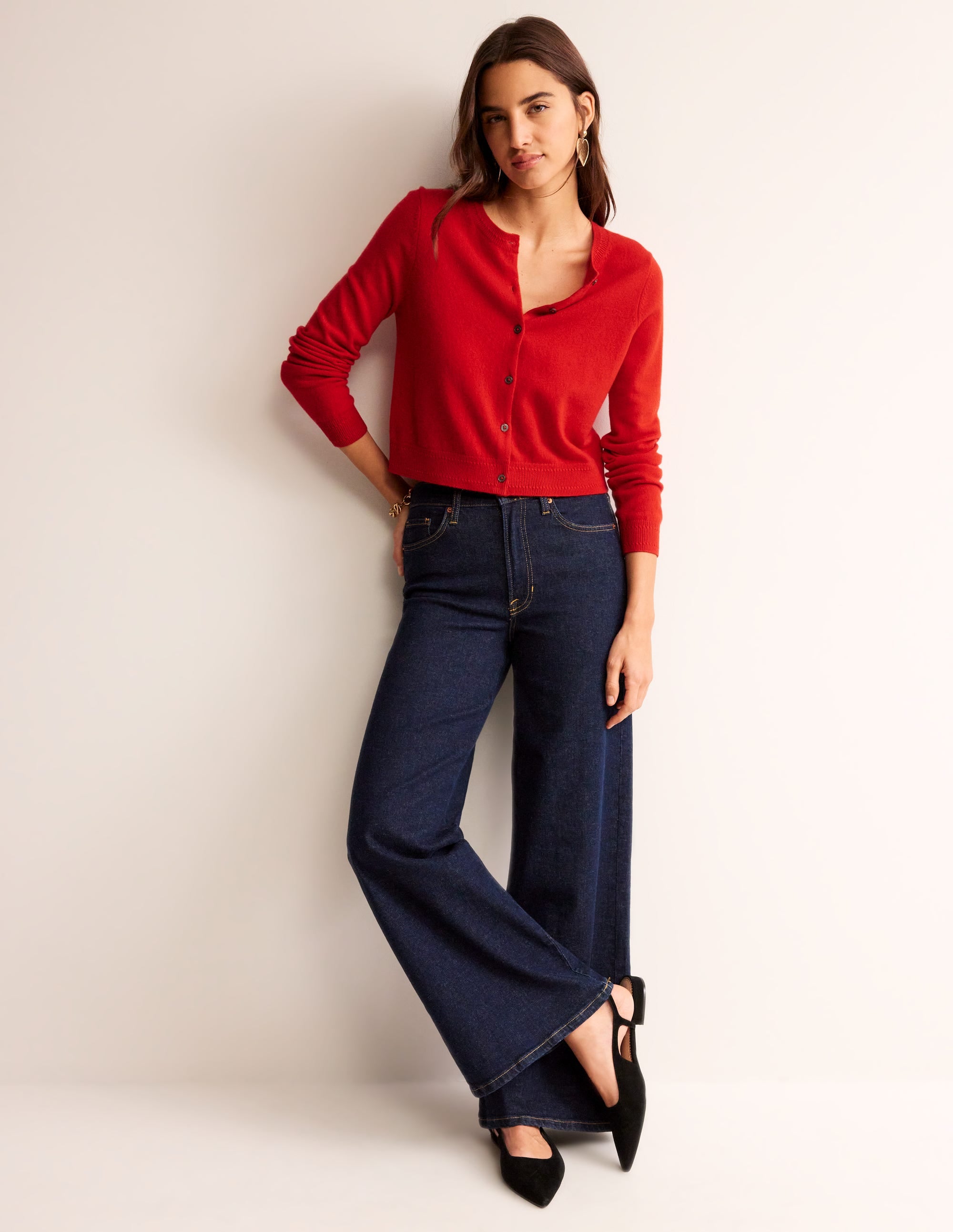 Cardigan court Eva en cachemire-Rouge Vif (BN883) - Image 4