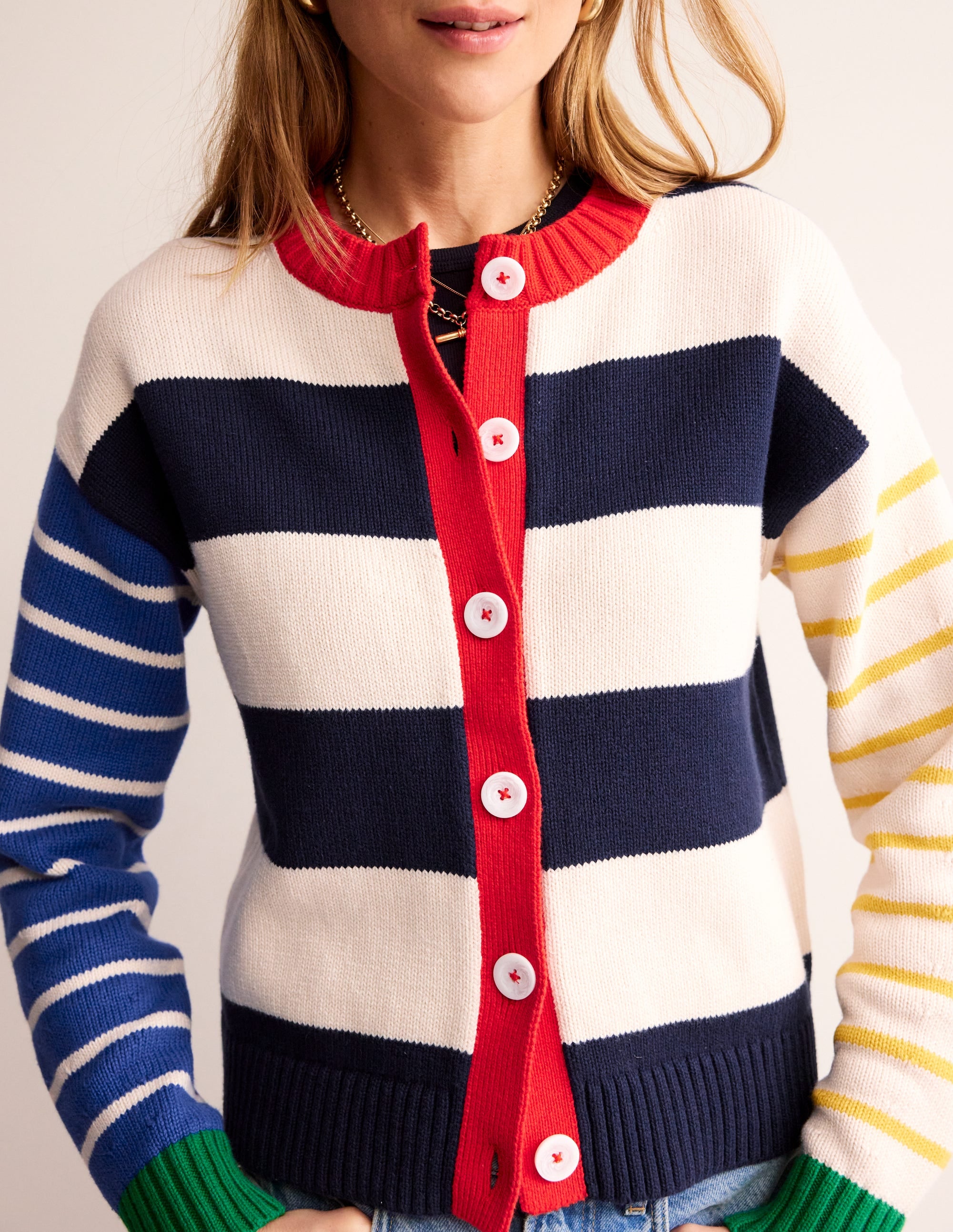 Cardigan en coton motif pêle-mêle-Rayé multi - Image 2