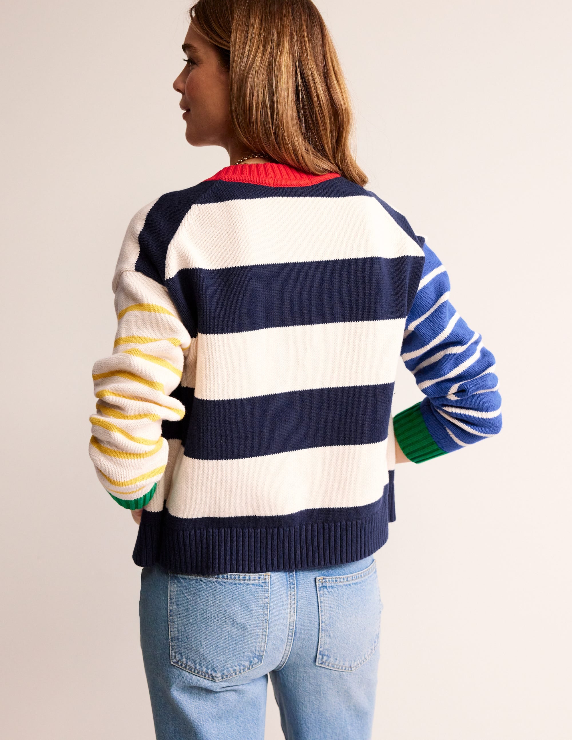 Cardigan en coton motif pêle-mêle-Rayé multi - Image 3